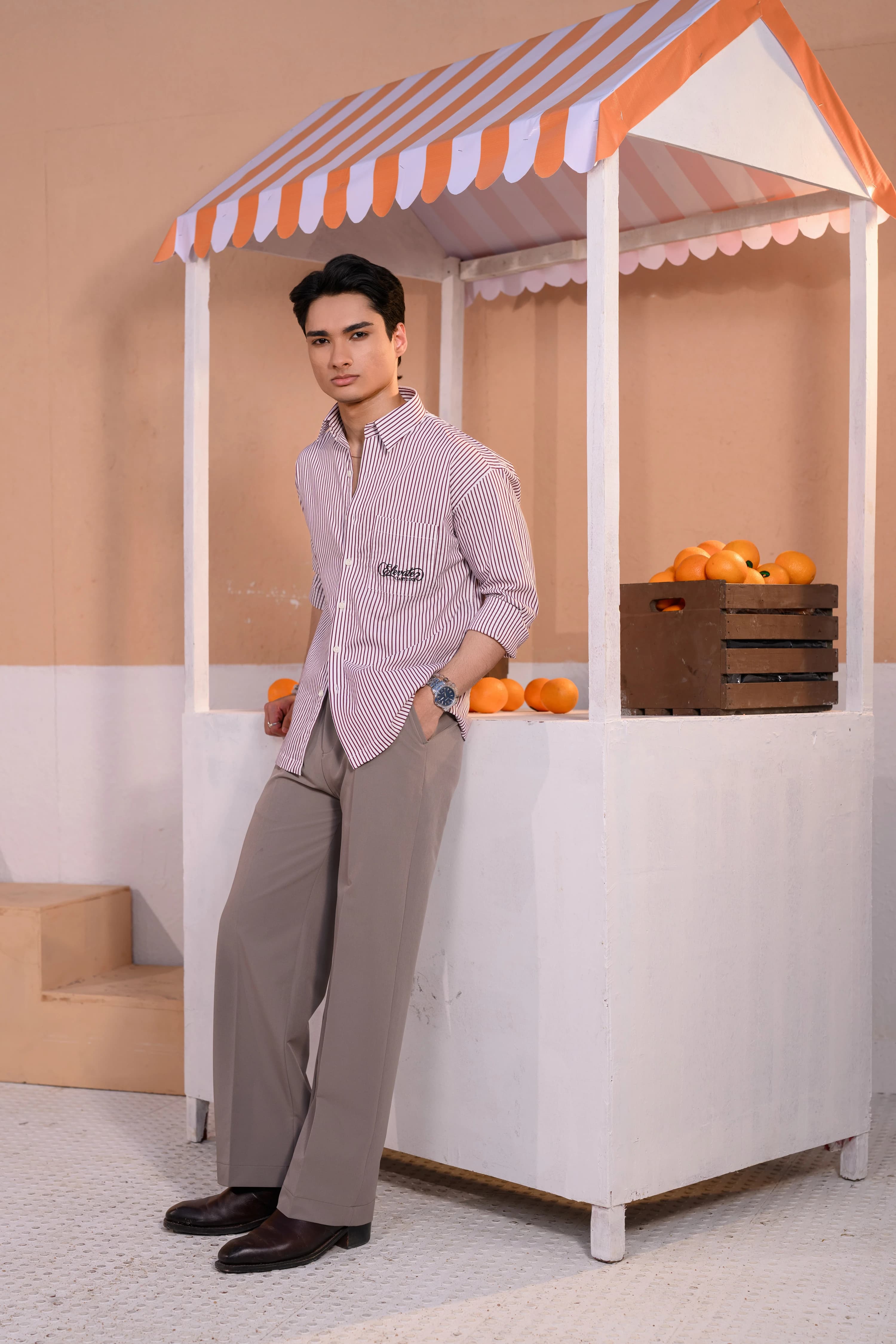 Casual Embo Stripe Shirt | Red Stripe thumbnail 4