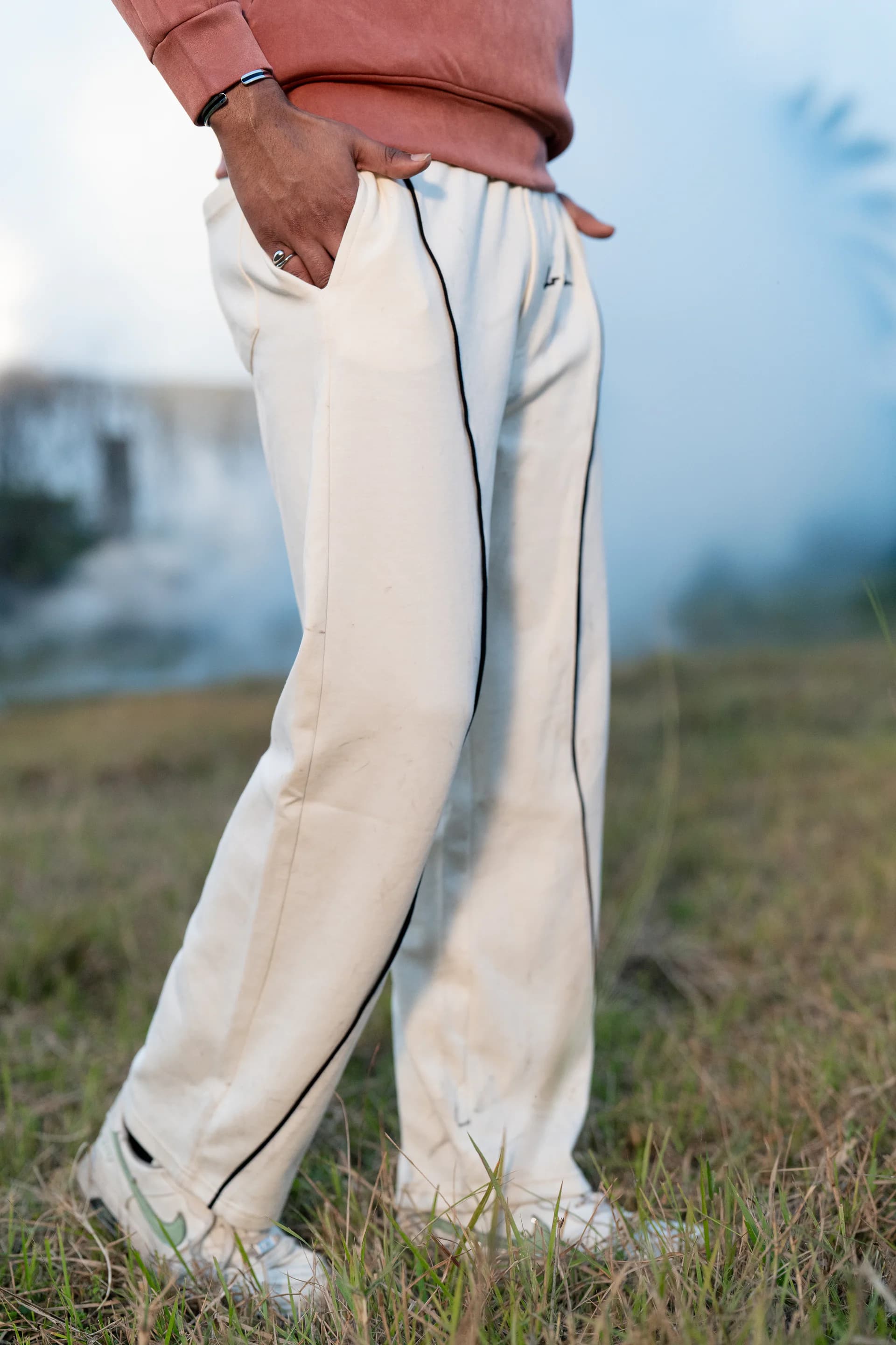 Stripe Baggy Jogger - Off White thumbnail 2