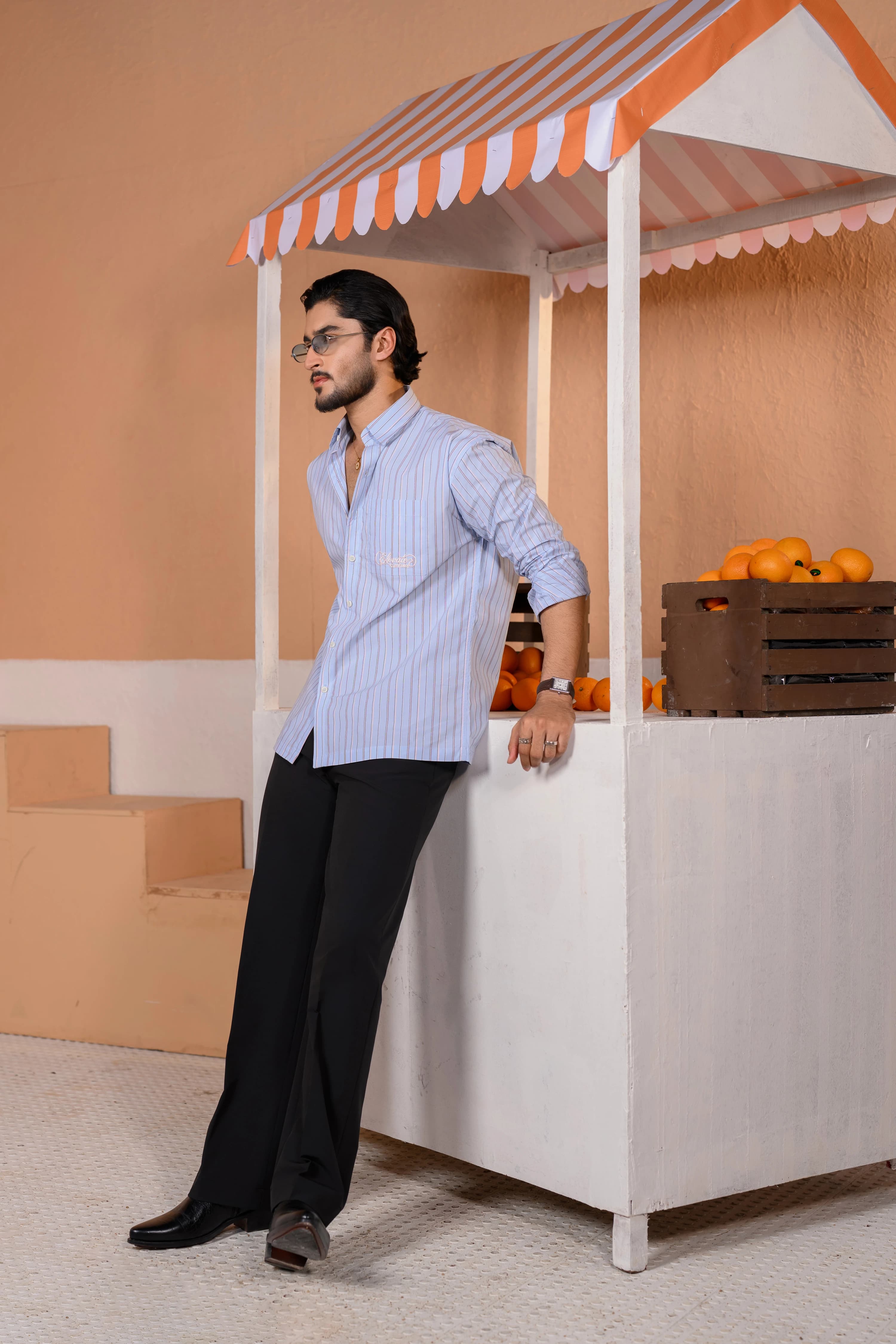 Casual Embo Stripe Shirt | Light Sky thumbnail 5