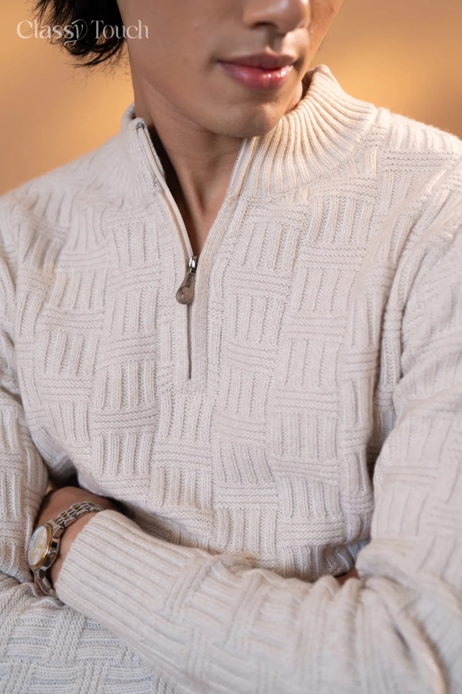 Quarter zip Jacquard Sweater thumbnail 4
