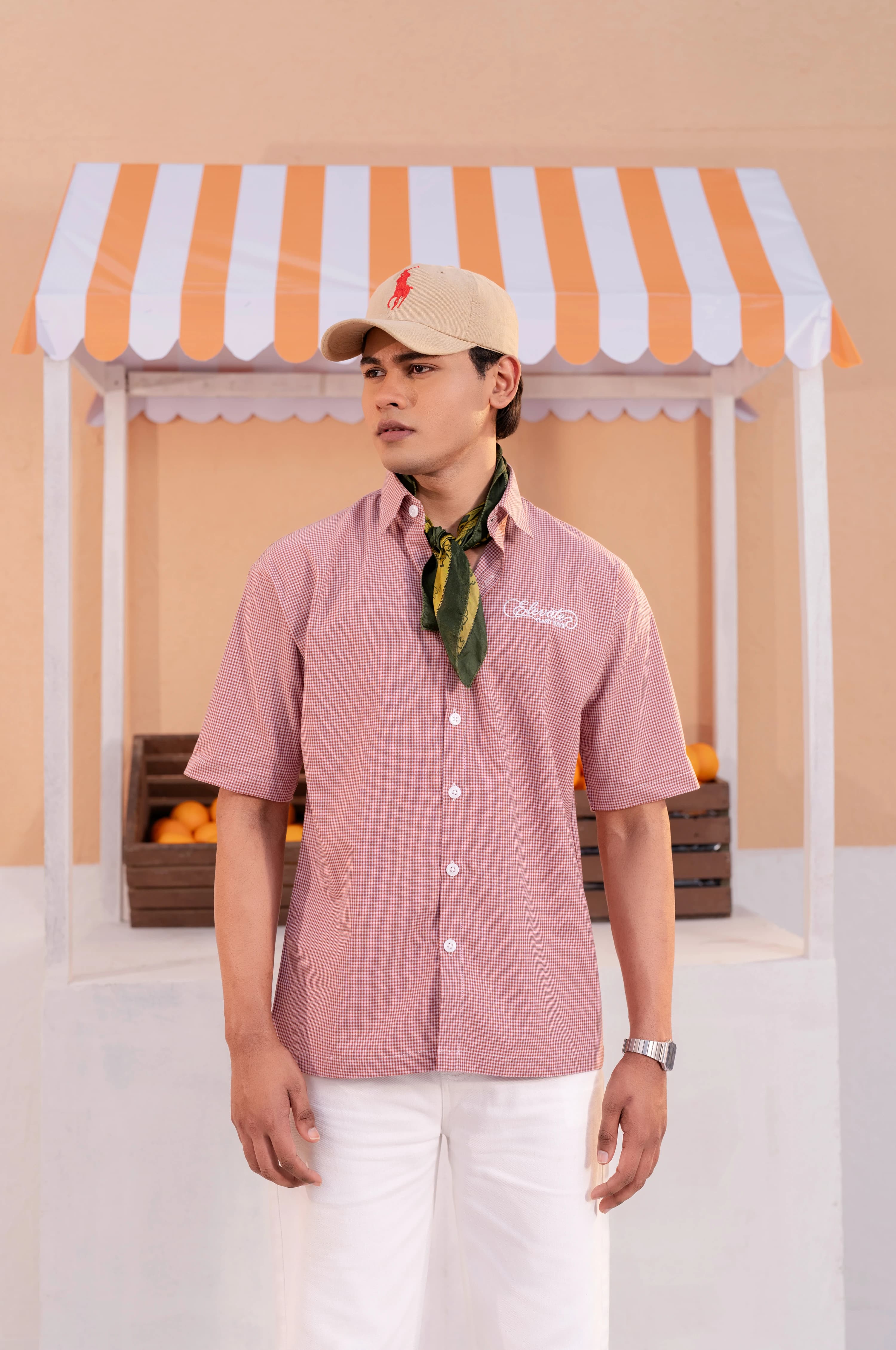 Gingham Check Boxy Shirt | Blush Red  thumbnail 2