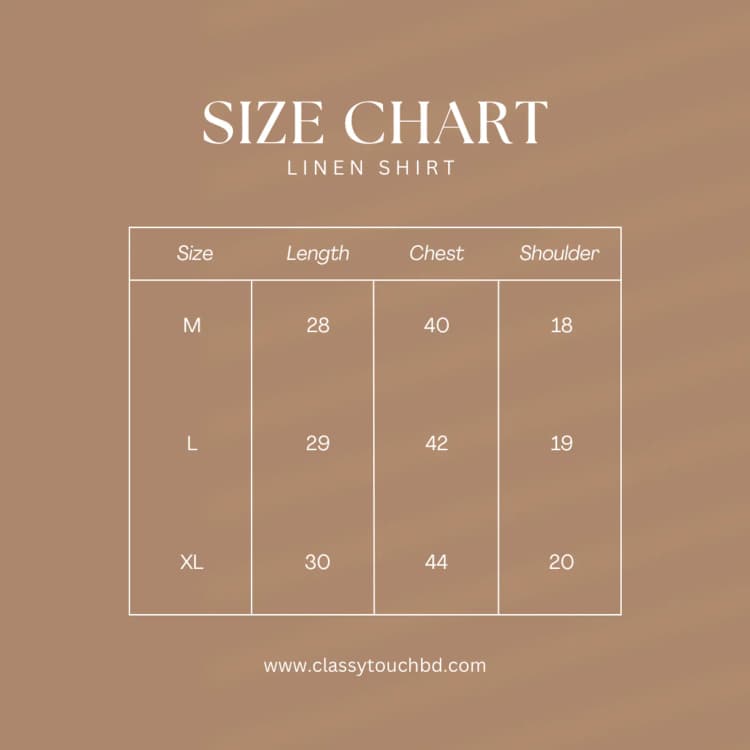 Remi Cotton Linen Shirt Size Chart