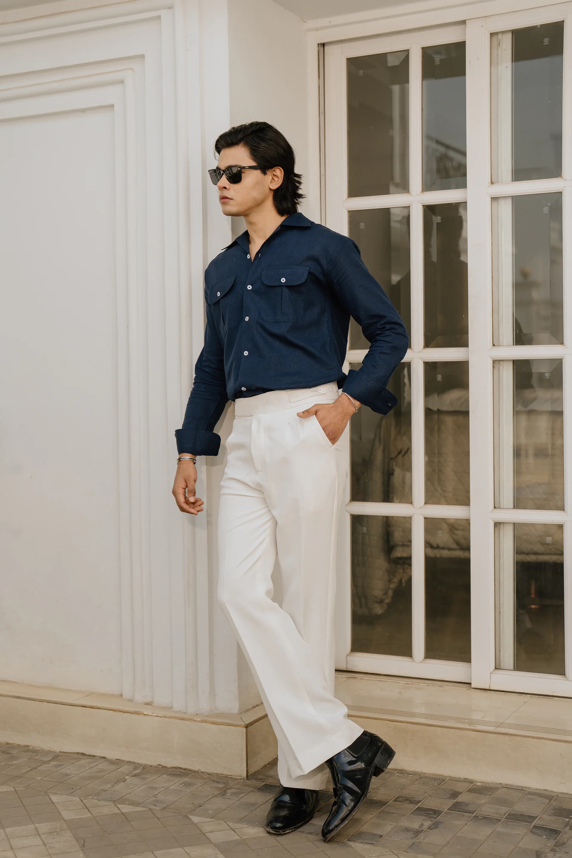 Double Pocket Linen Shirt - Navy blue thumbnail 2