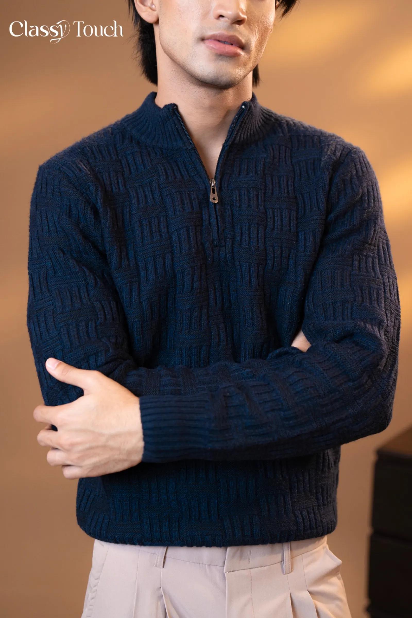 Quarter zip Jacquard Sweater