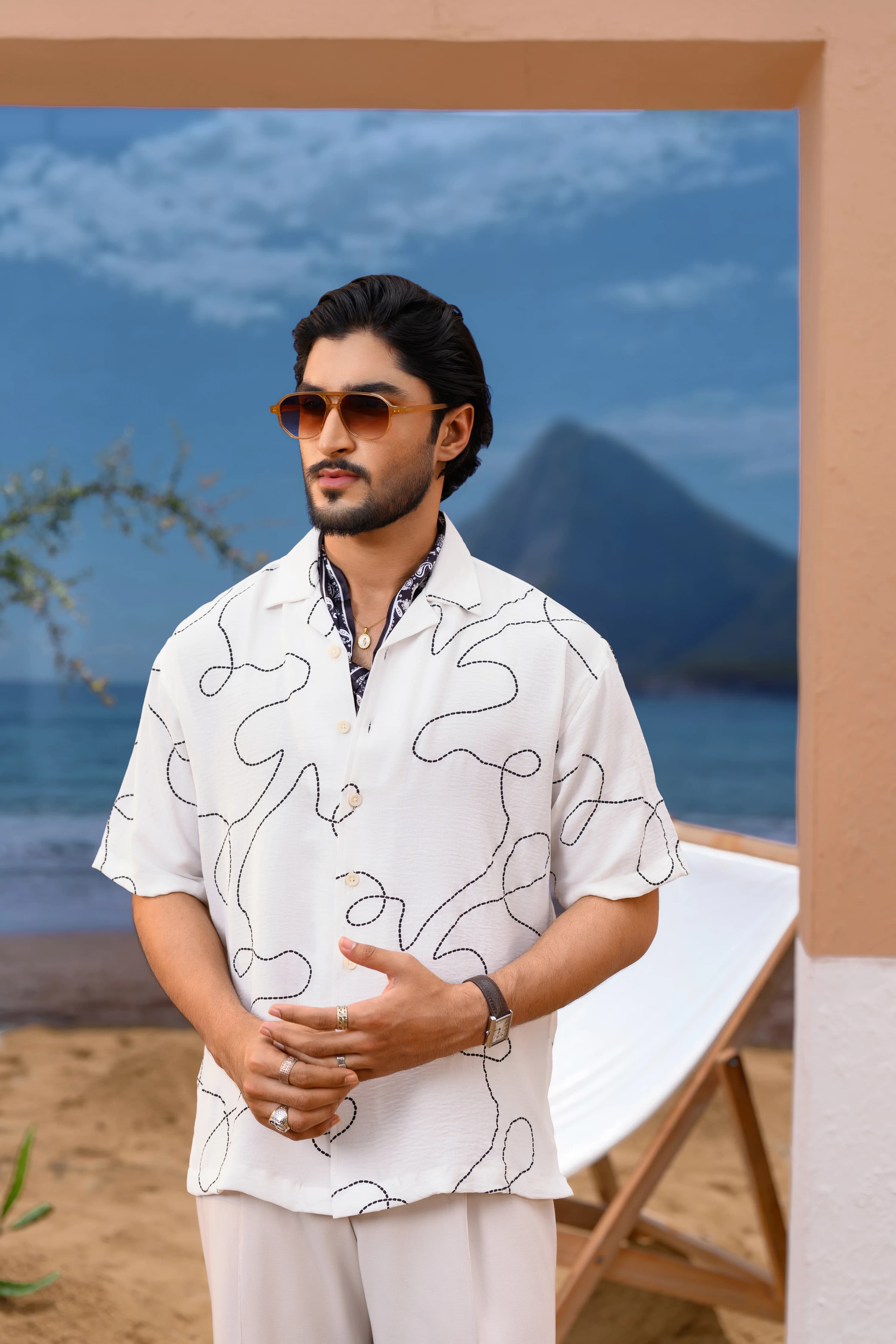 Relaxed Drop Shoulder Shirt | White thumbnail 1