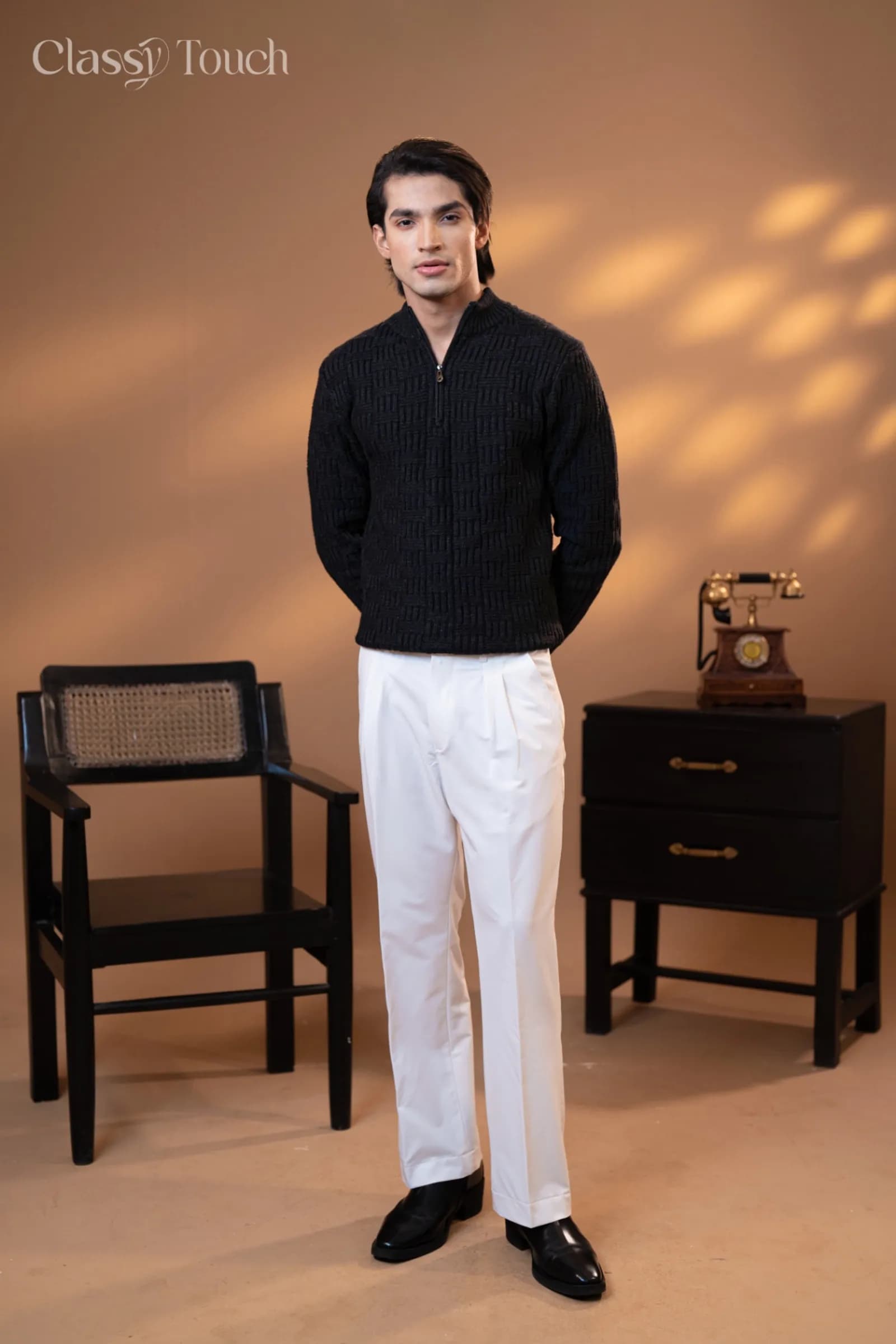 Quarter zip Jacquard Sweater thumbnail 4