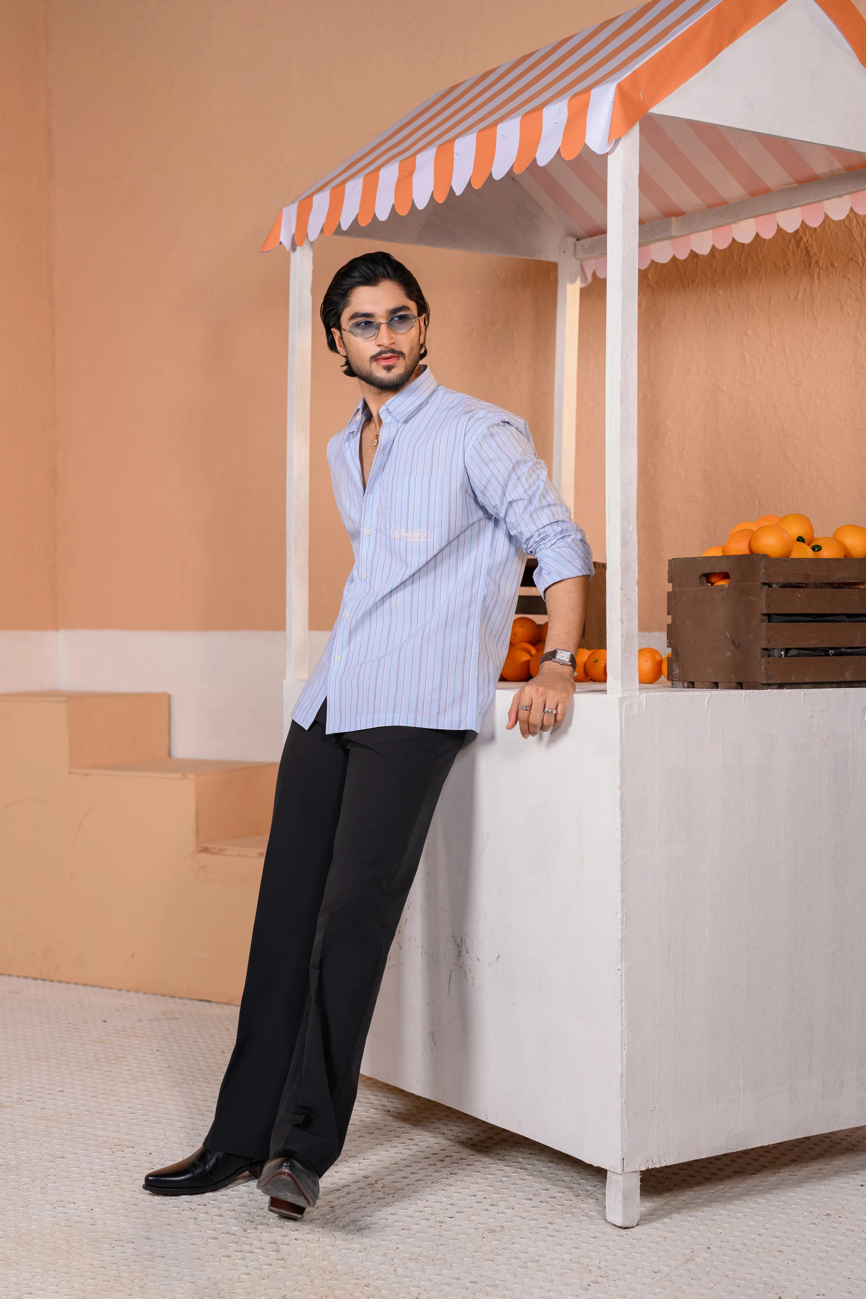Casual Embo Stripe Shirt | Light Sky thumbnail 2
