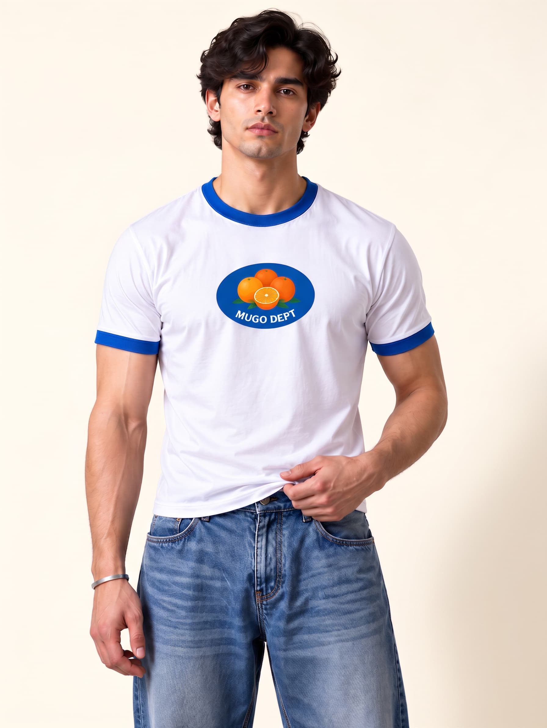 Ringer tee- White | Mugodept thumbnail 4