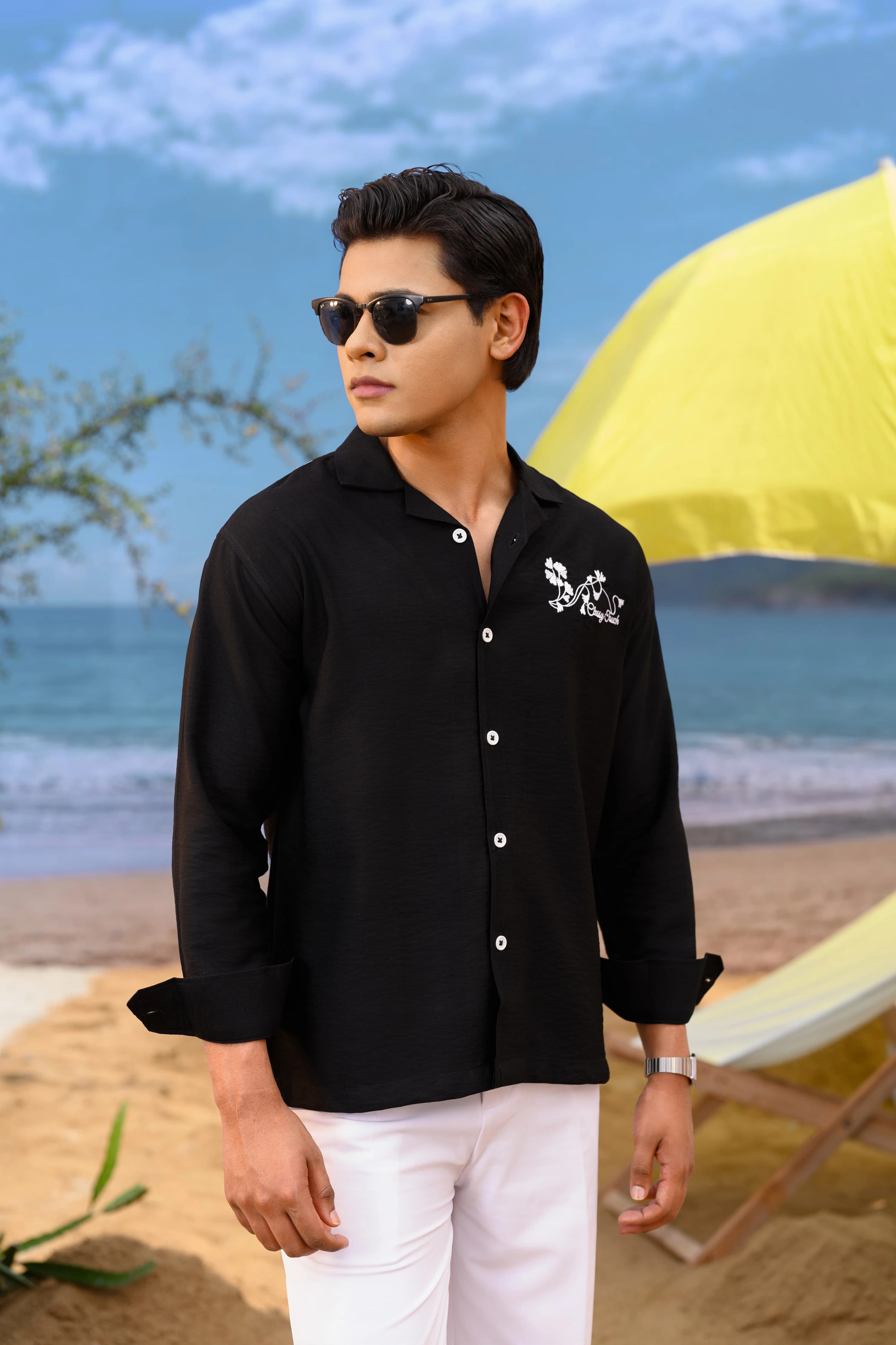Floral Embo Shirt | Black thumbnail 1