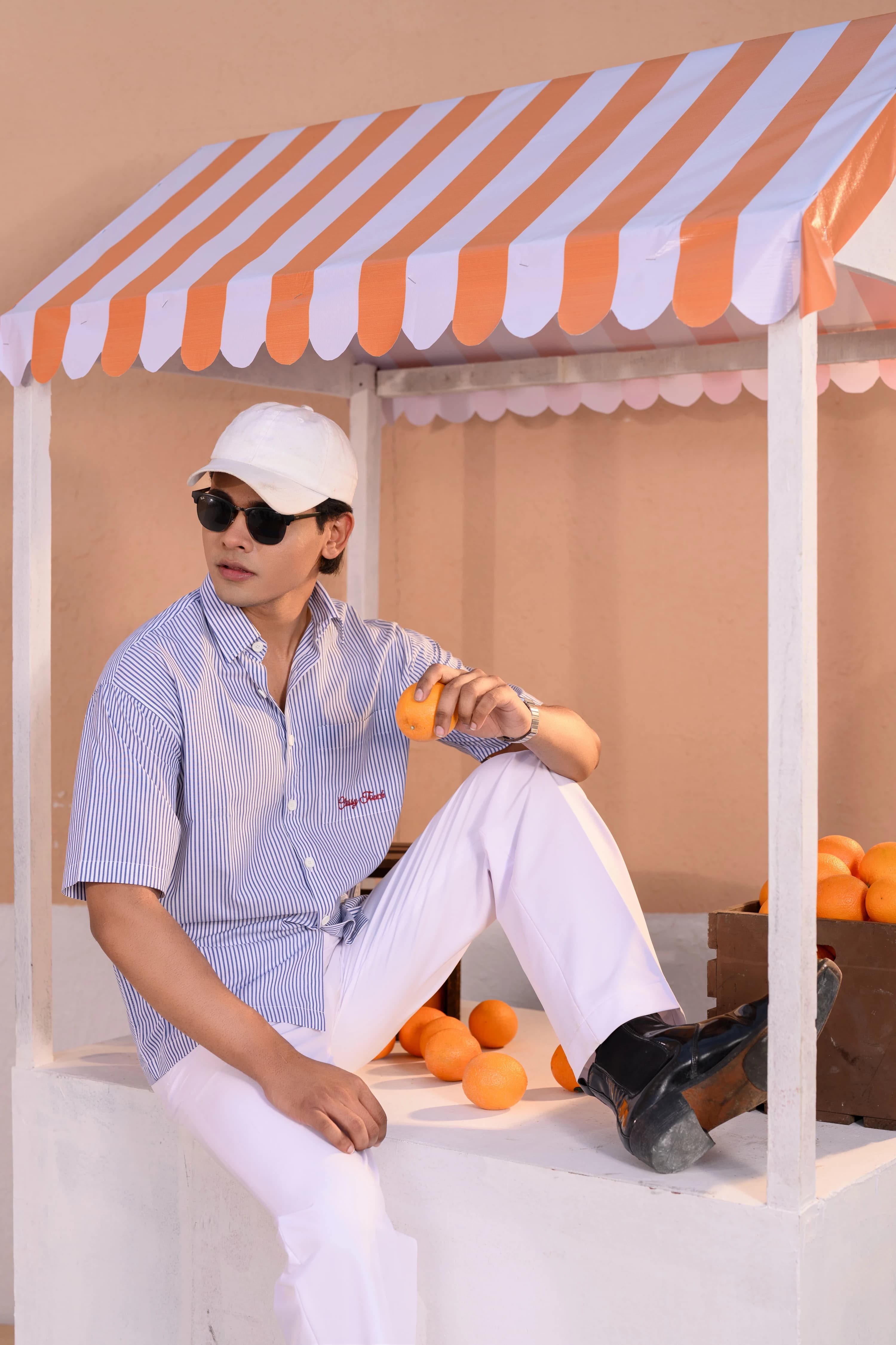 Stripe Boxy Shirt | Blue thumbnail 2