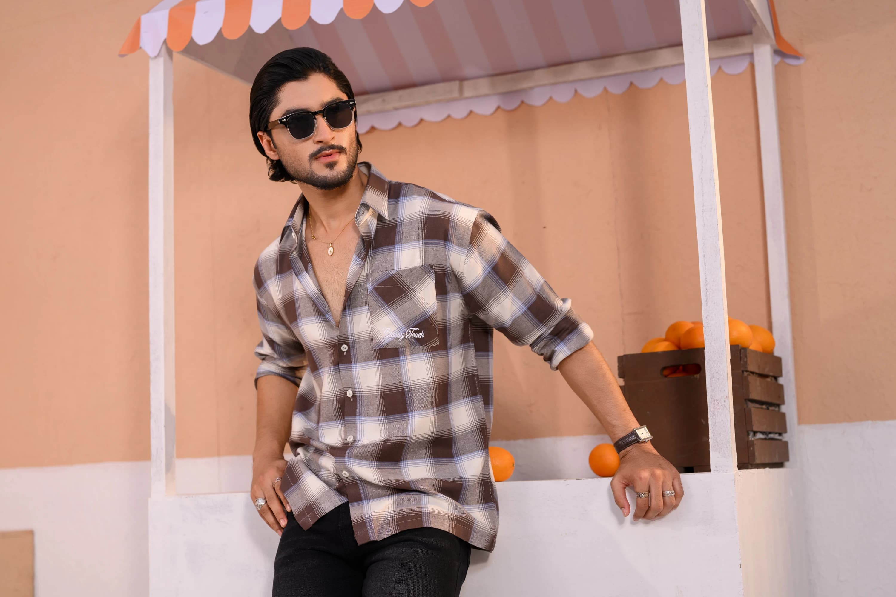 Casual Check Shirt - Coffee thumbnail 4