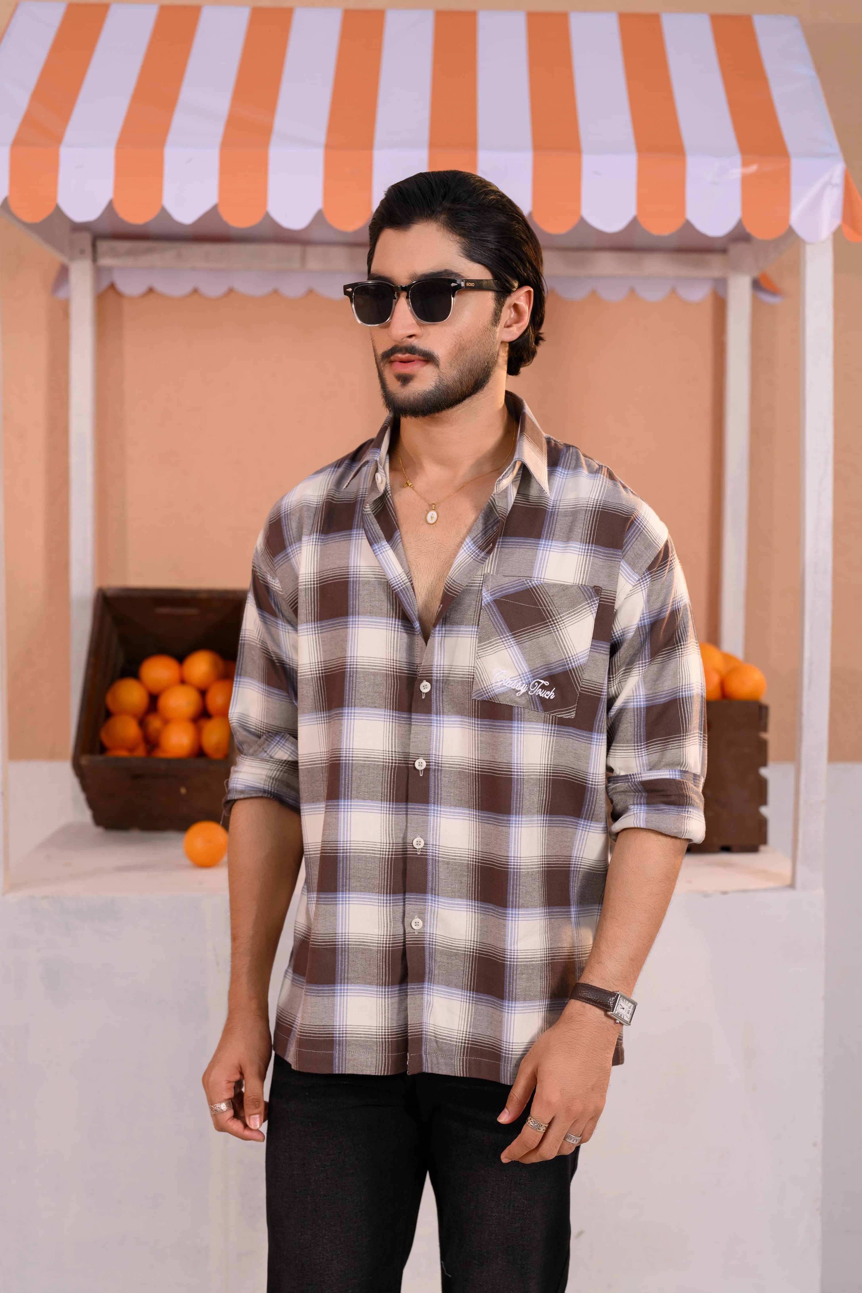 Casual Check Shirt - Coffee thumbnail 1