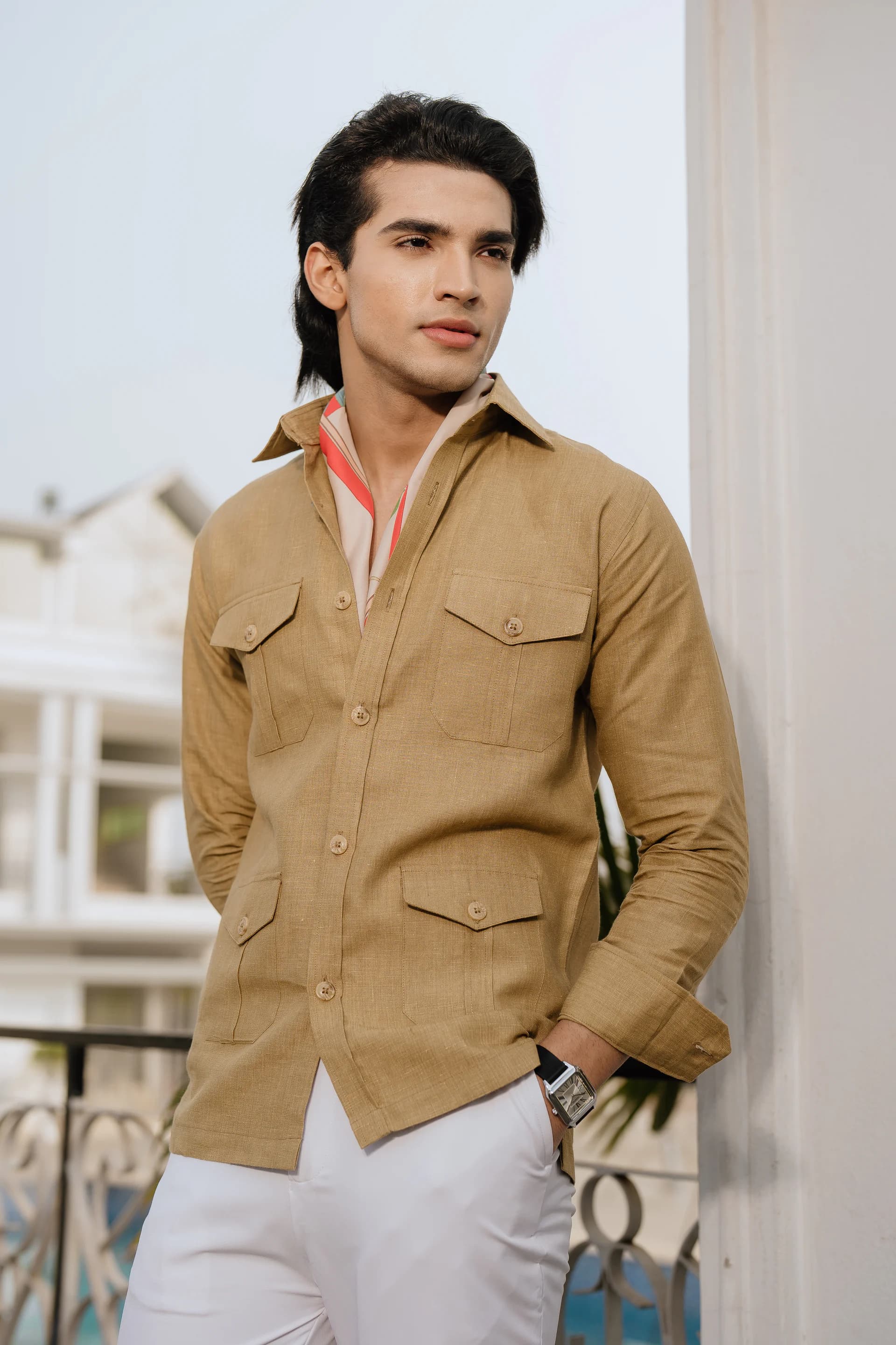 Safari Linen Shirt - Brown thumbnail 1