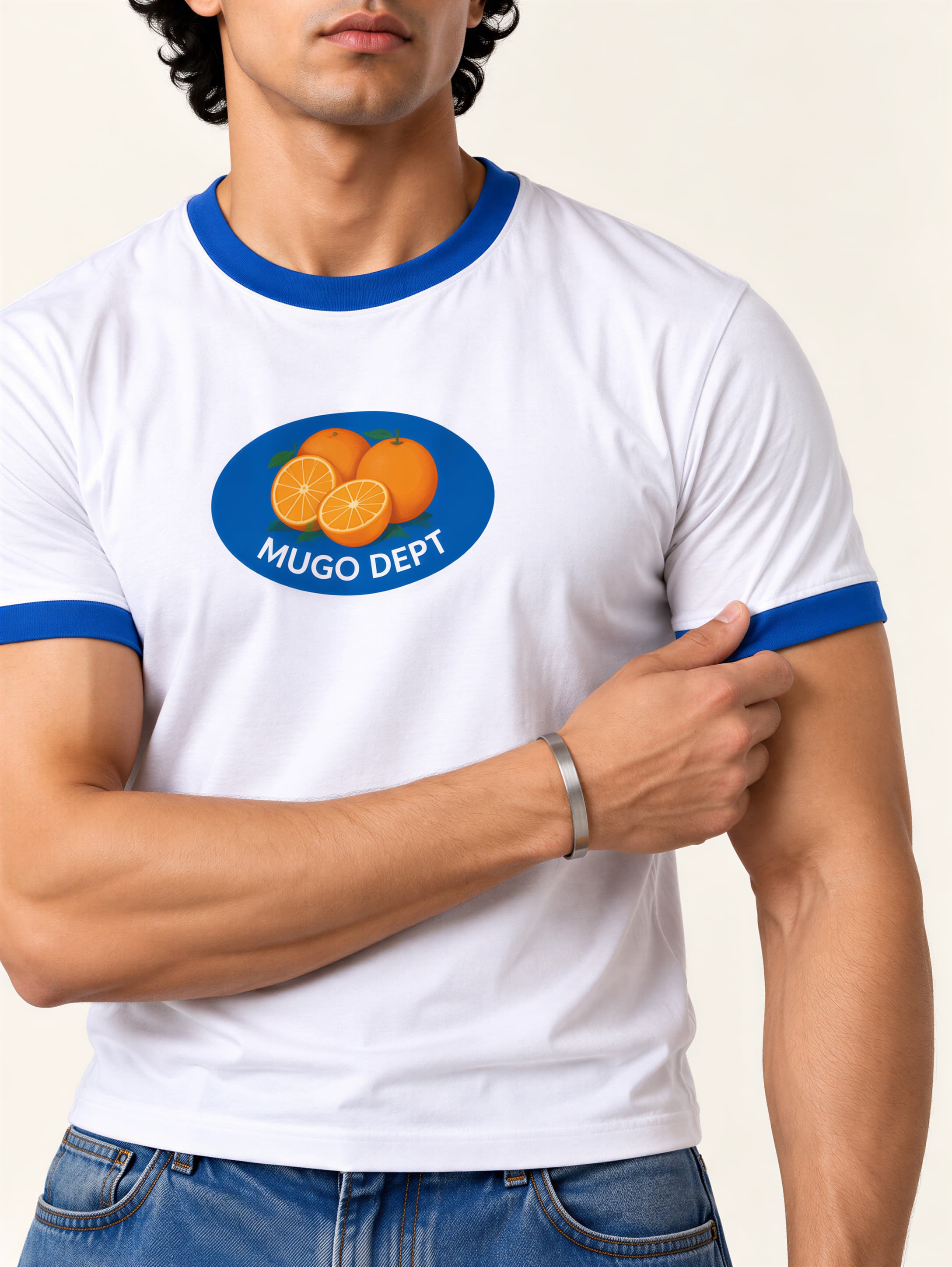 Ringer tee- White | Mugodept thumbnail 3