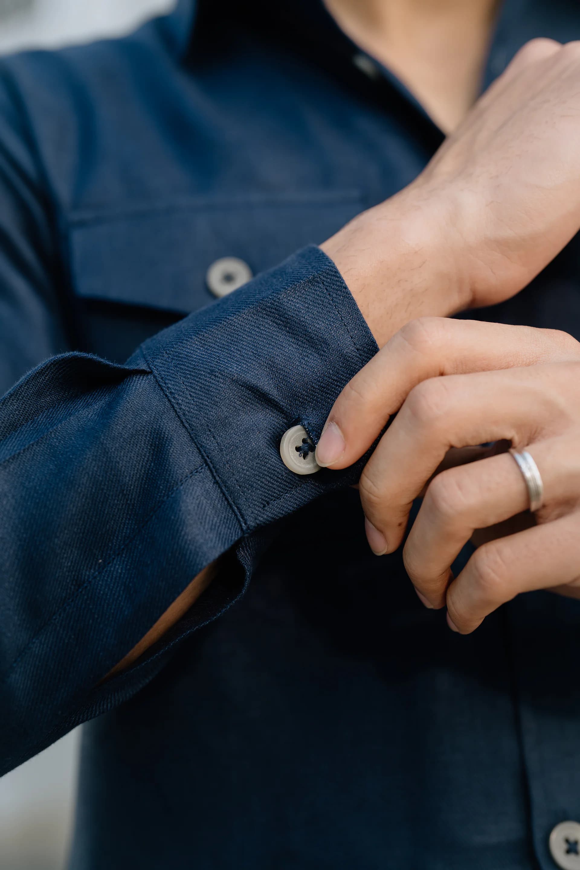 Safari Linen Shirt - Navy blue thumbnail 2