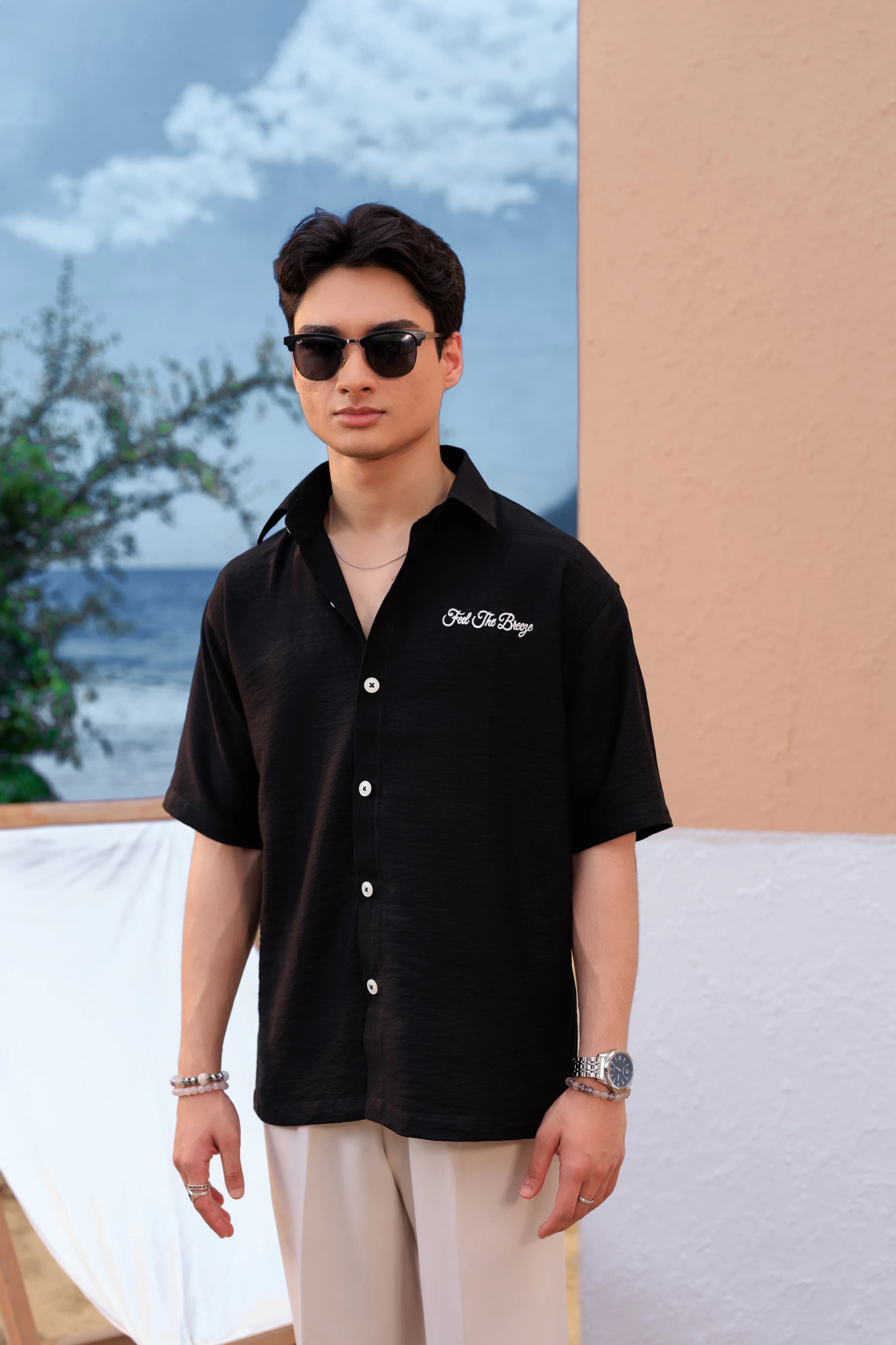 Boxy Embo Shirts - Black thumbnail 2