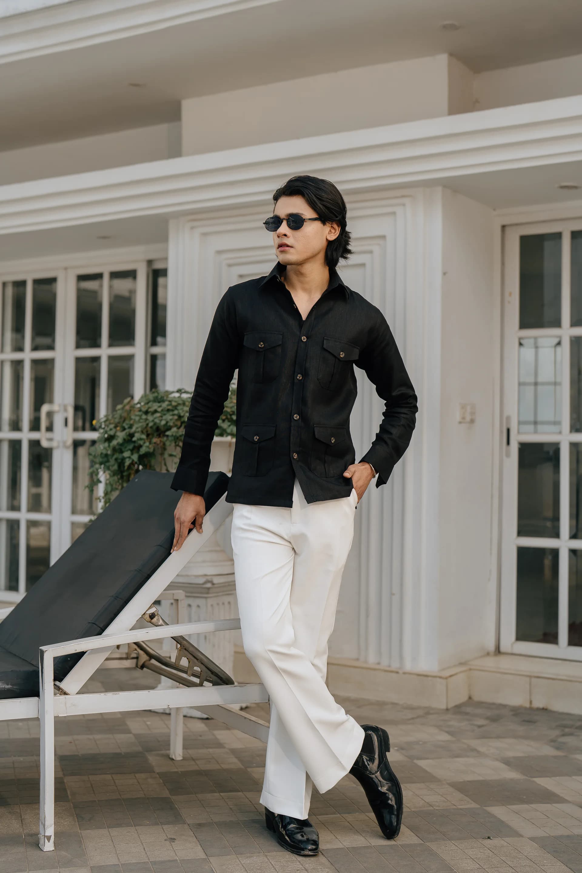 Safari Linen Shirt - Black thumbnail 4