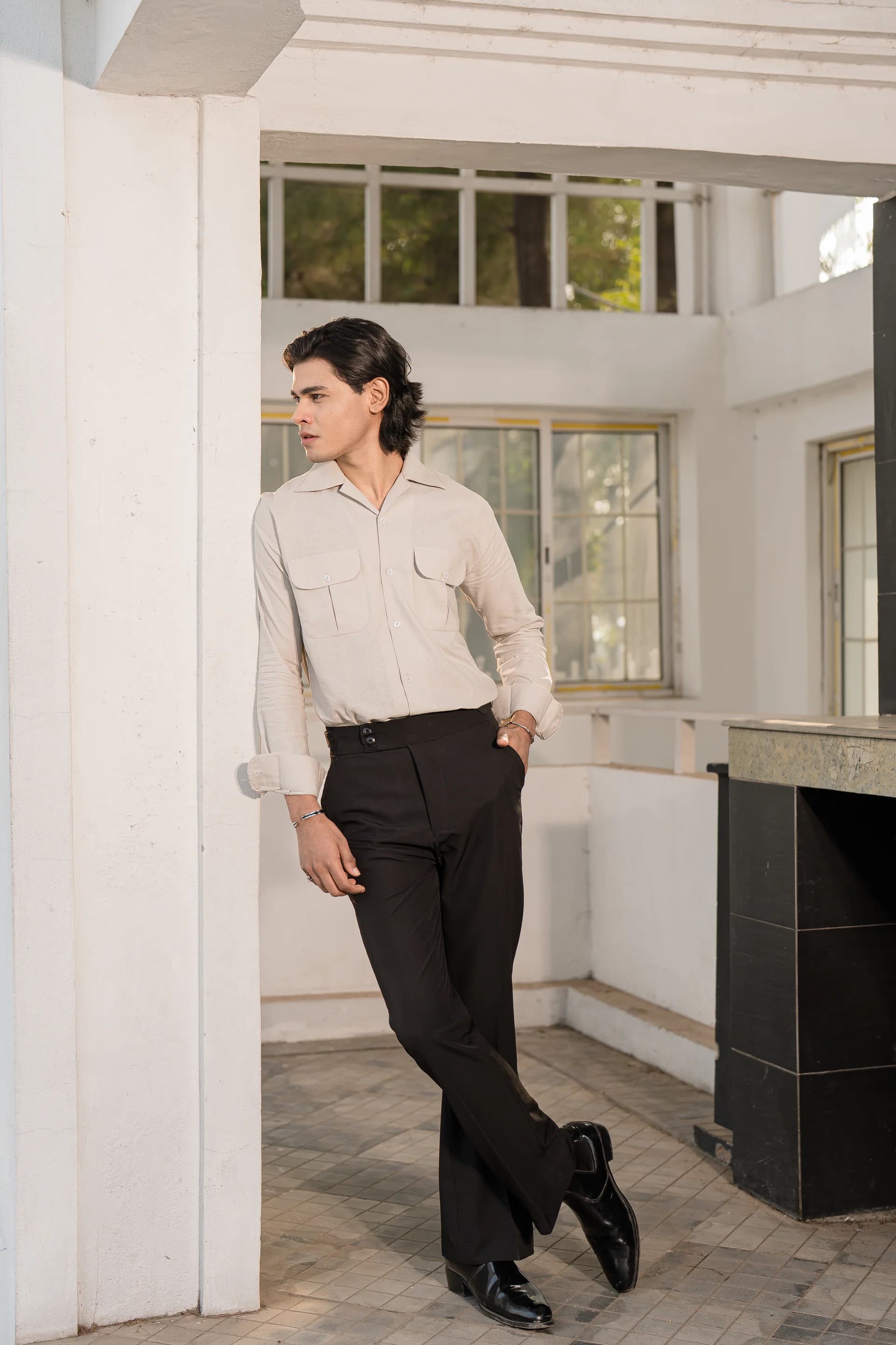 Double Pocket Linen Shirt - Stone beige thumbnail 2