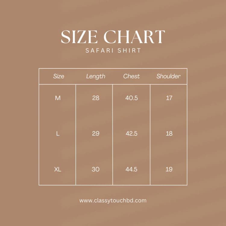 Safari Linen Shirt - Black Size Chart