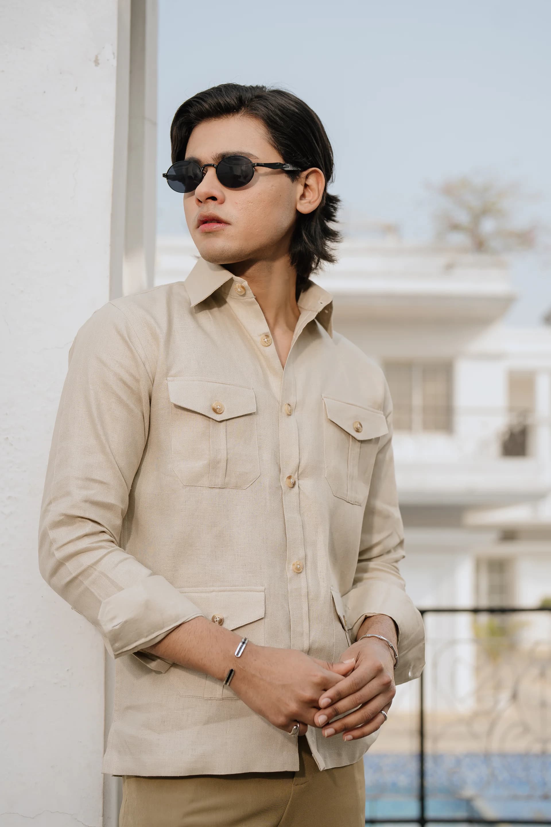 Safari Linen Shirt - Beige thumbnail 2