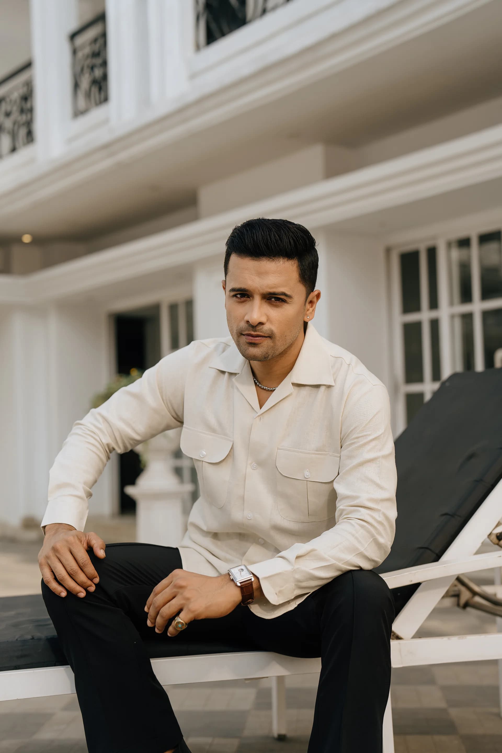Double Pocket Linen Shirt - Off white thumbnail 5