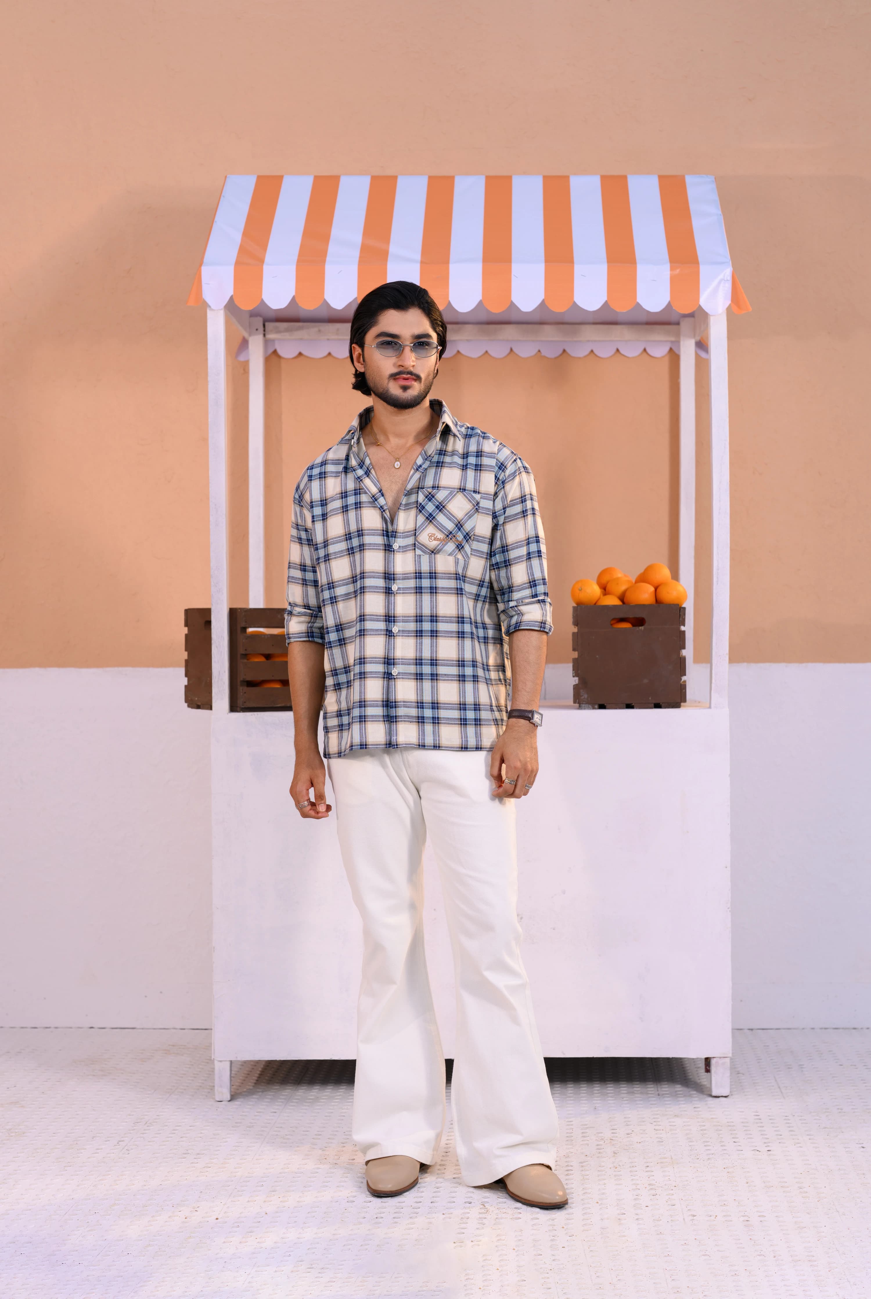 Casual Check Shirt - Mid Blue thumbnail 2