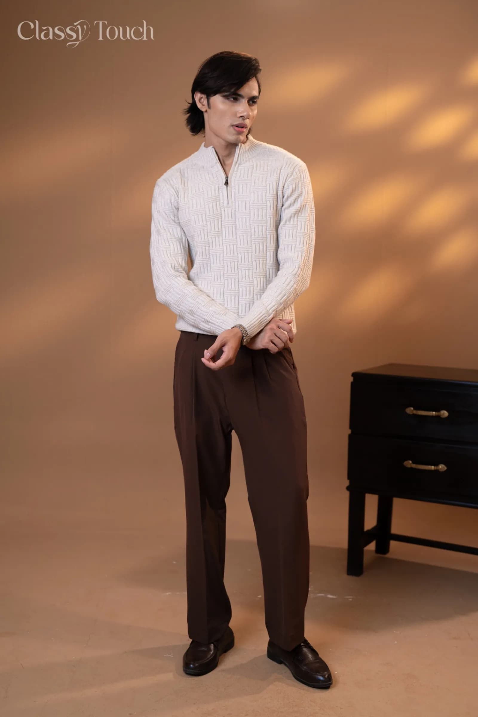 Quarter zip Jacquard Sweater thumbnail 3