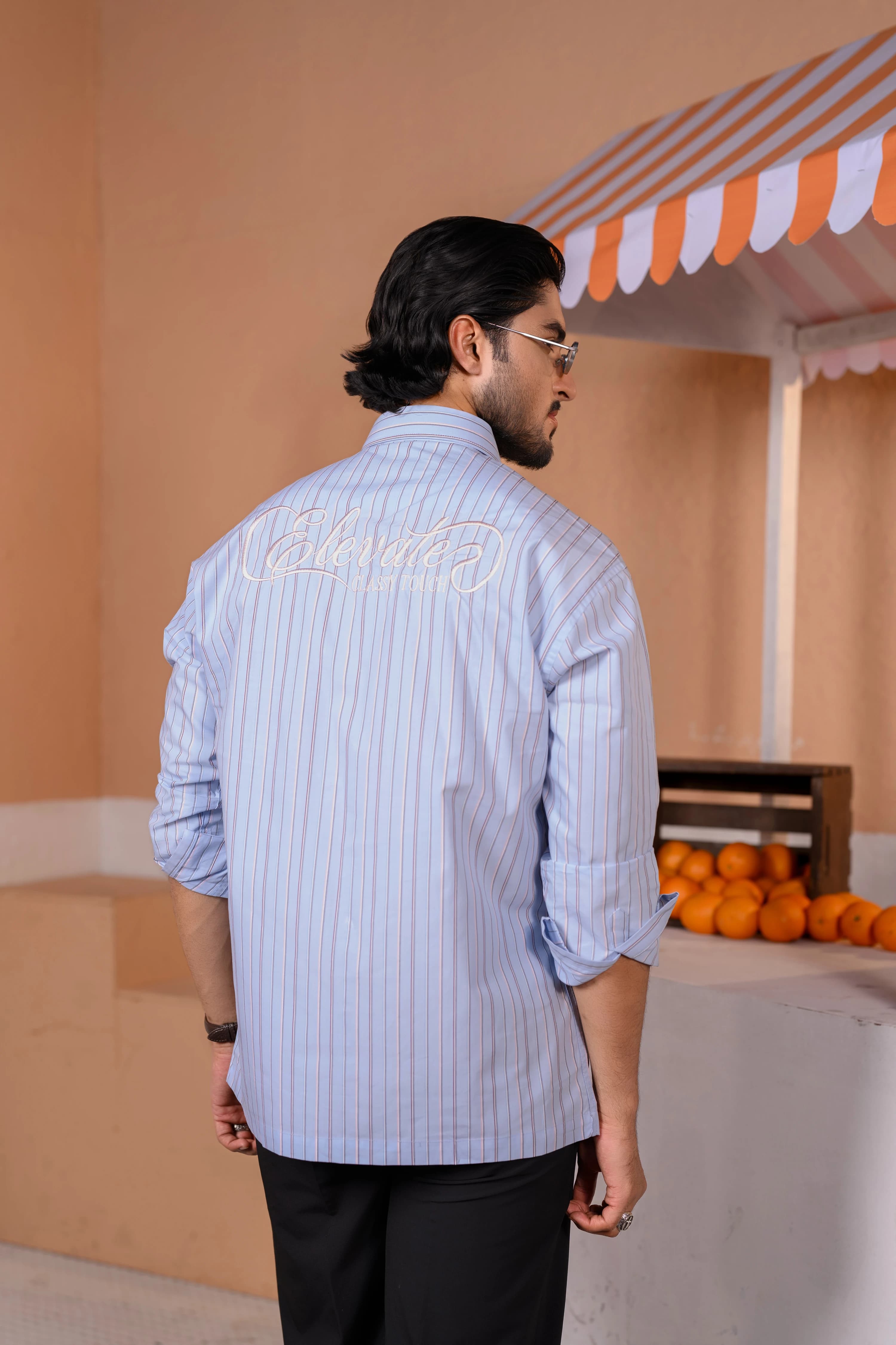 Casual Embo Stripe Shirt | Light Sky thumbnail 4