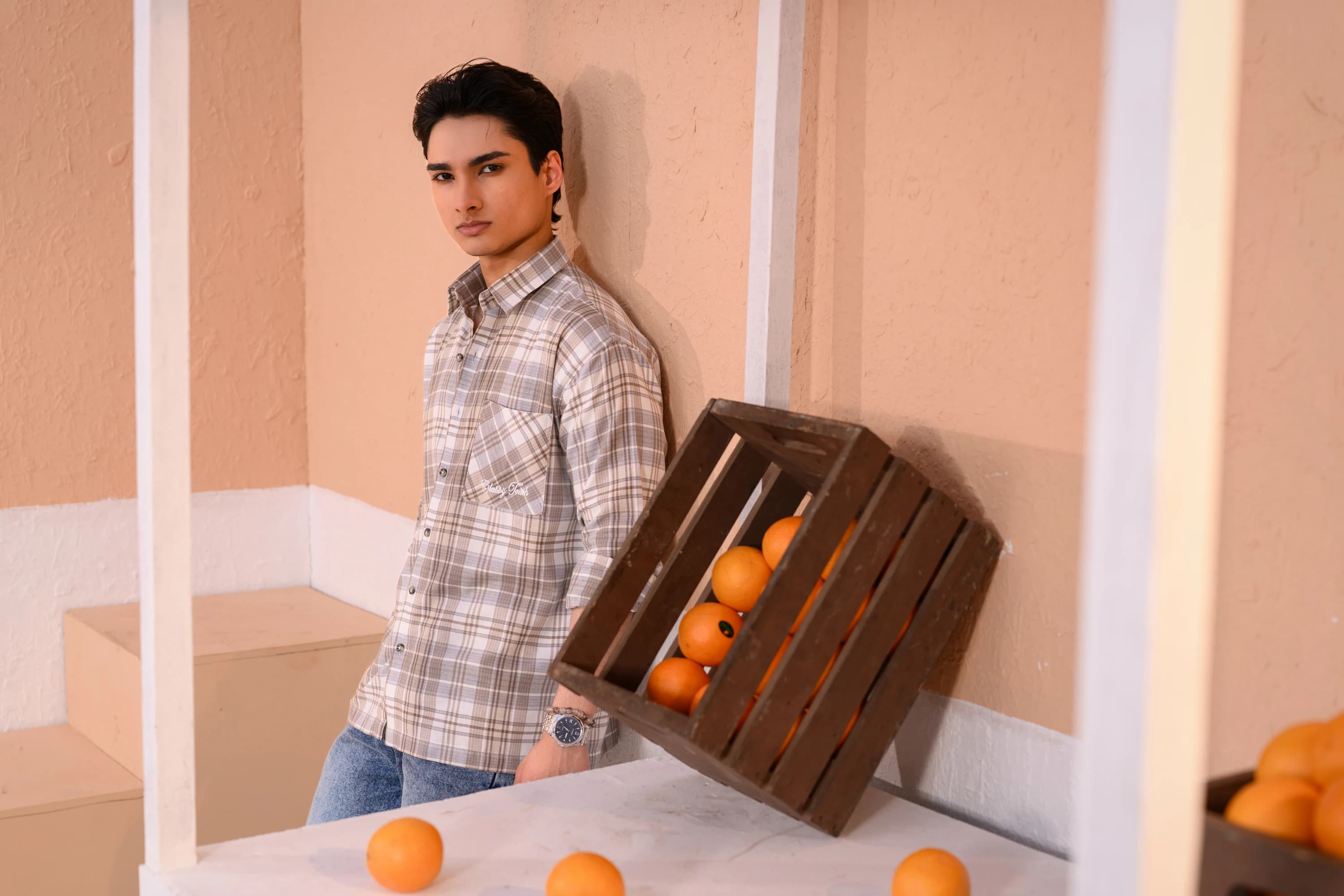Casual Check Shirt - Cream thumbnail 3