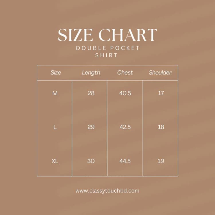 Double Pocket Linen Shirt - Light Olive Size Chart