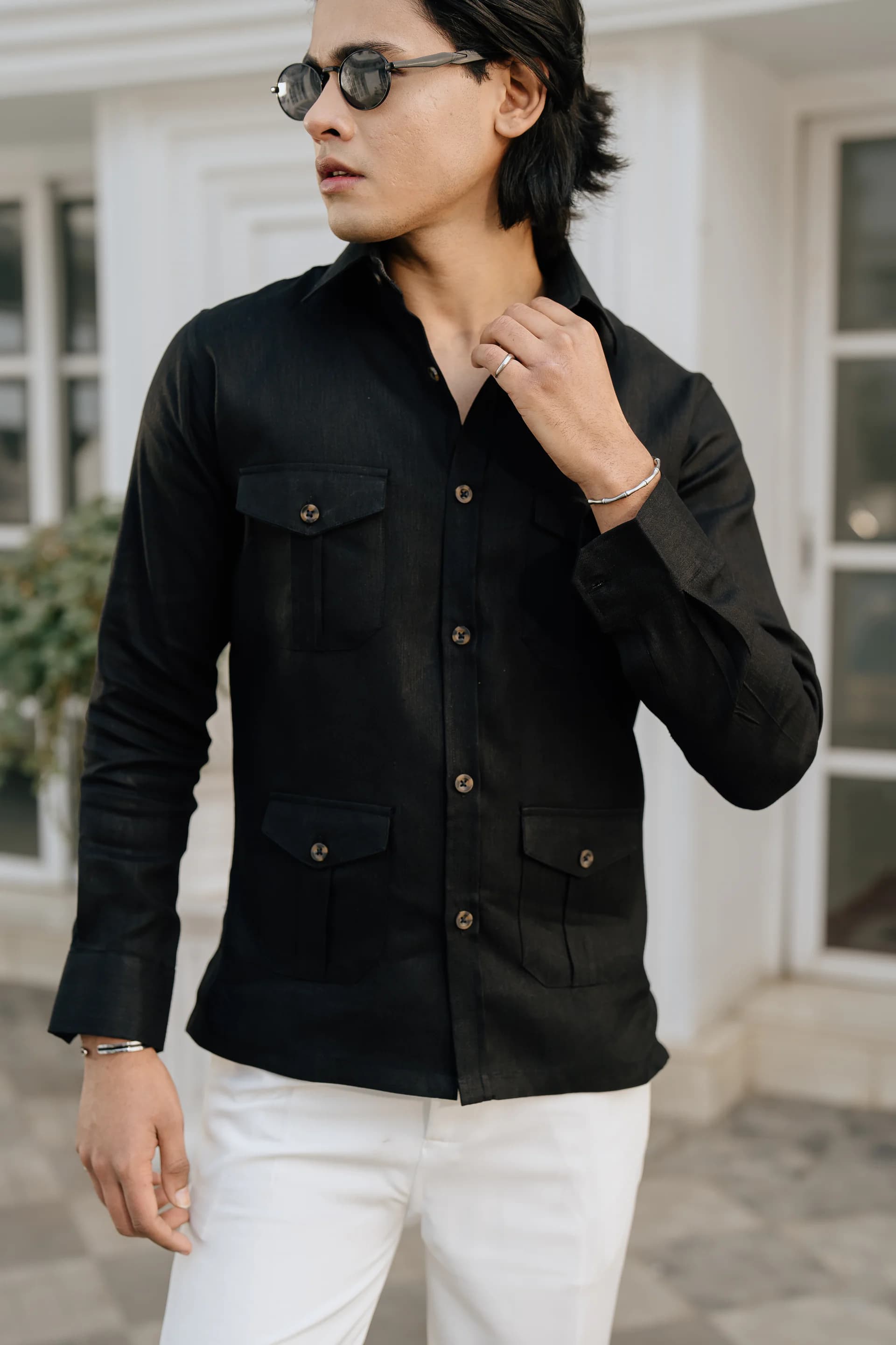 Safari Linen Shirt - Black thumbnail 2
