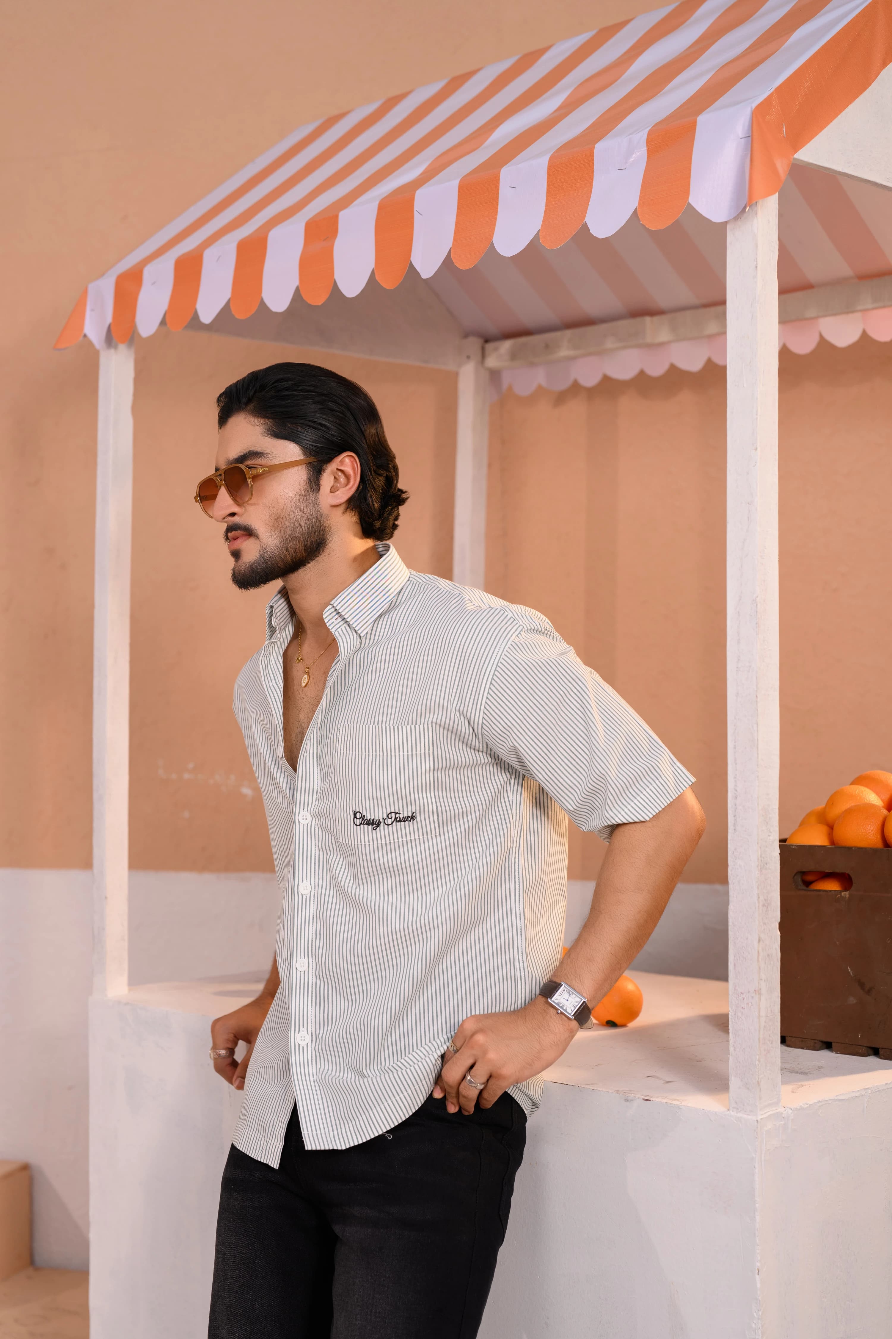 Stripe Boxy Shirt | Mint thumbnail 1
