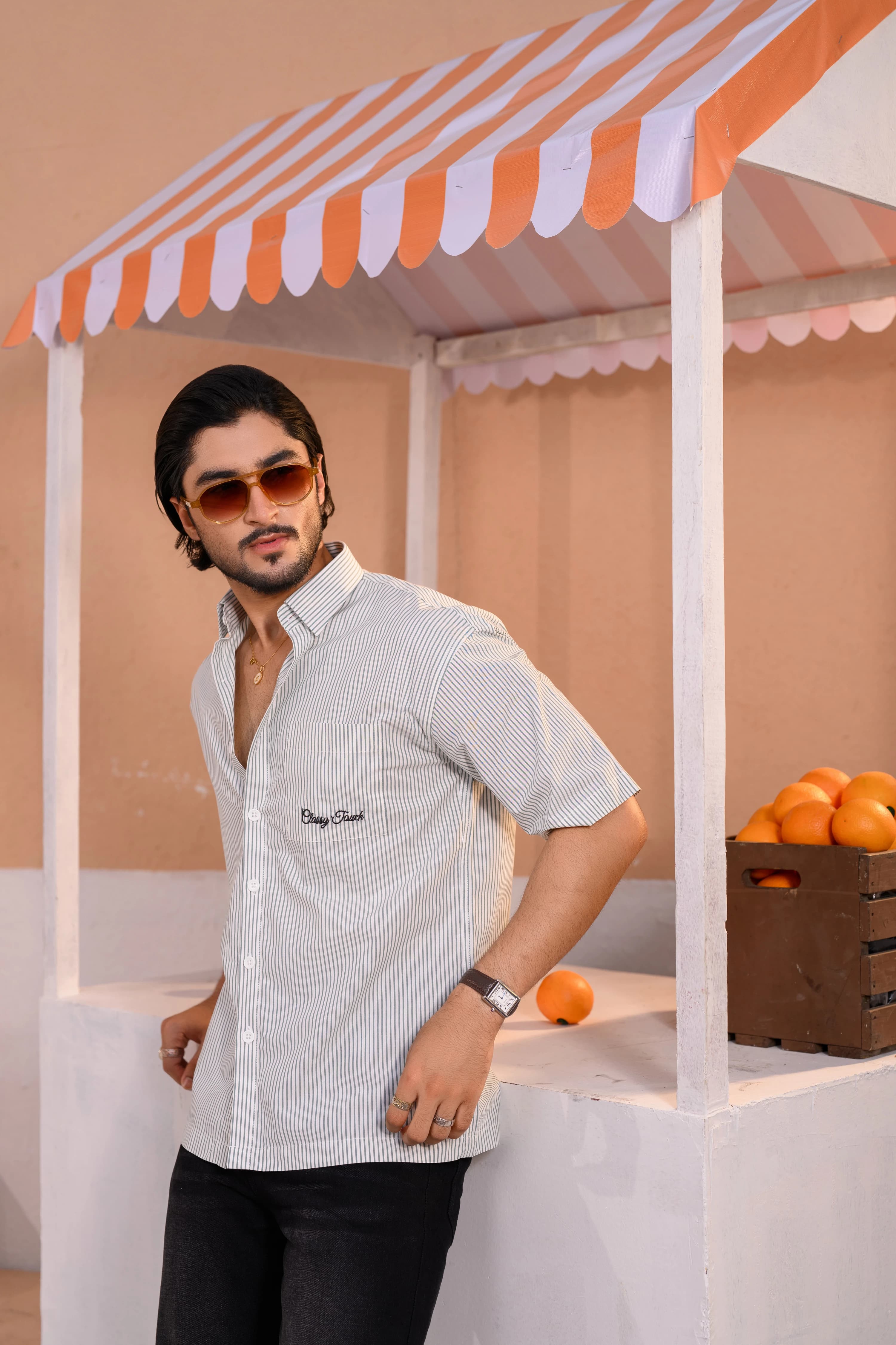 Stripe Boxy Shirt | Mint thumbnail 3