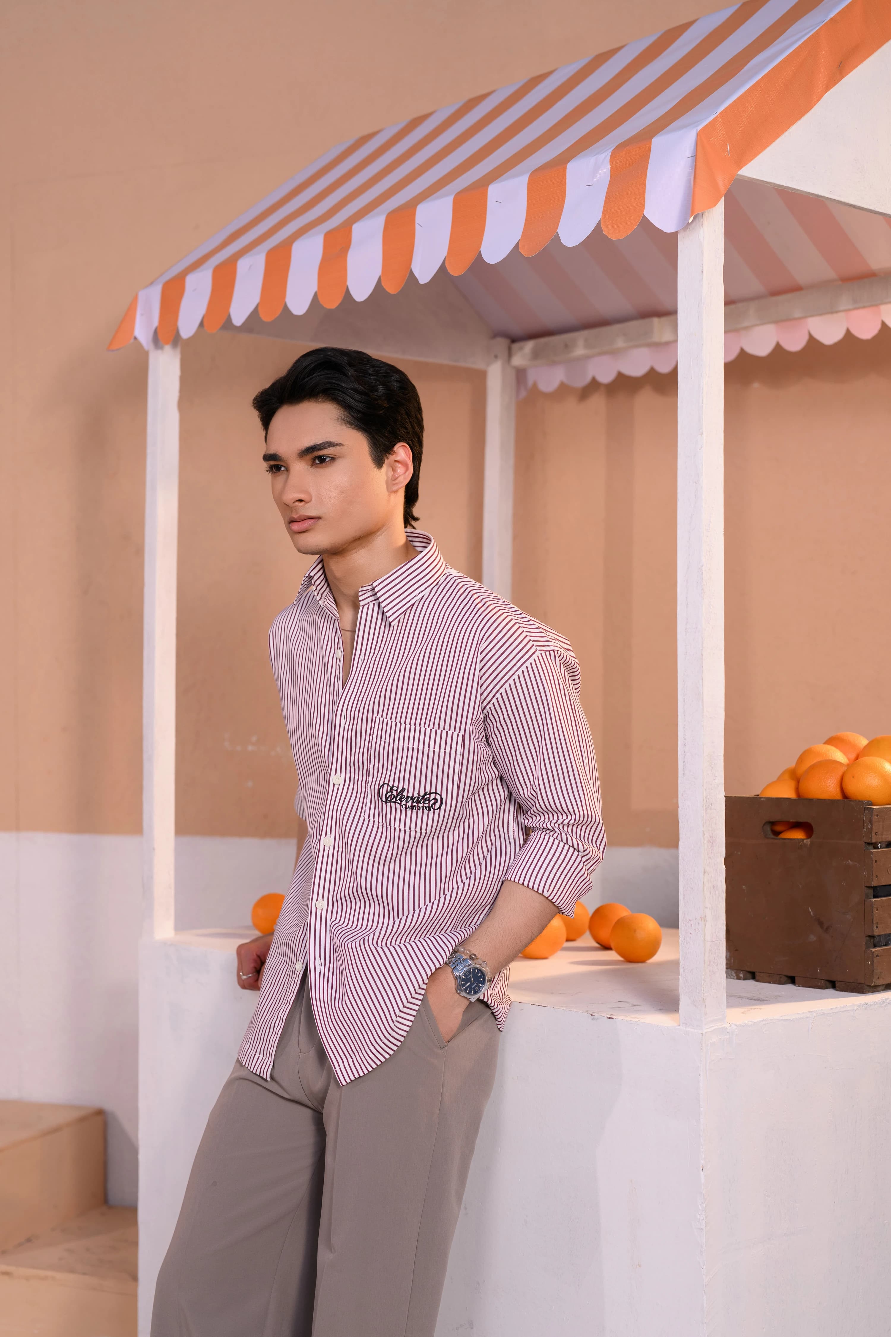 Casual Embo Stripe Shirt | Red Stripe thumbnail 3