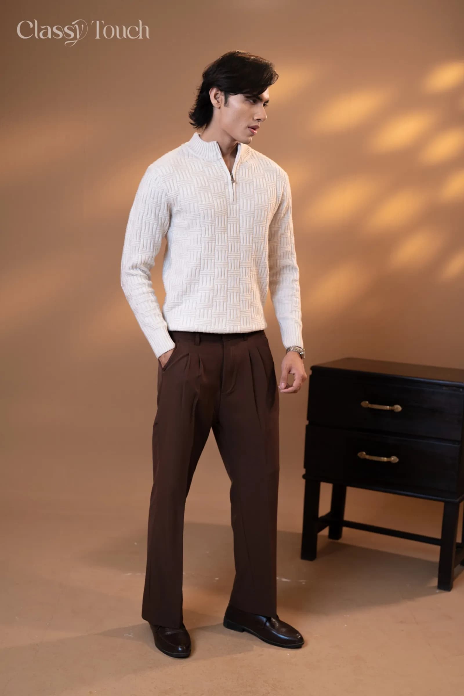Quarter zip Jacquard Sweater thumbnail 5