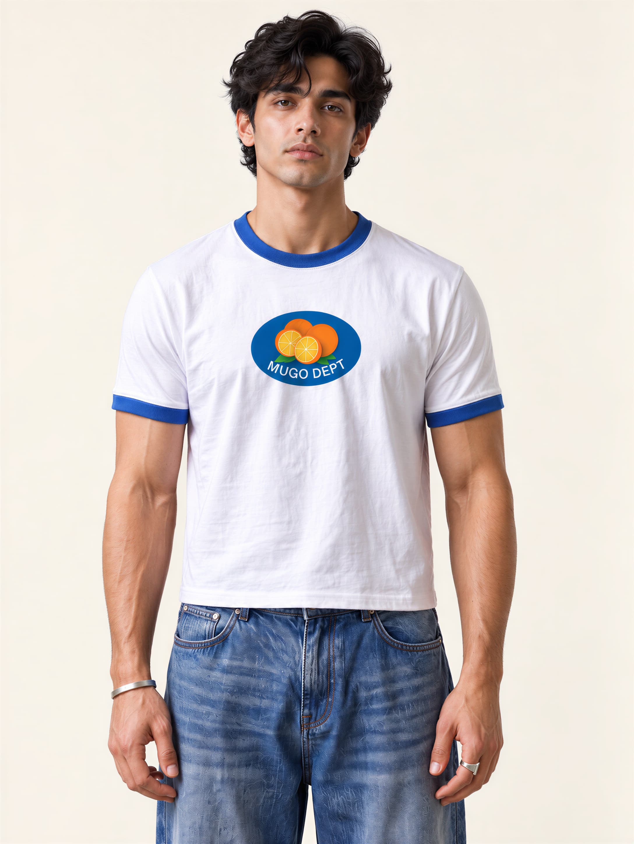 Ringer tee- White | Mugodept thumbnail 2