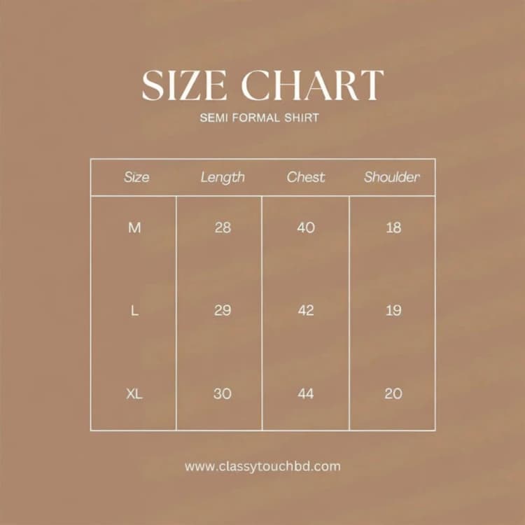 Sky | Semi Formal Oxford Shirt Size Chart