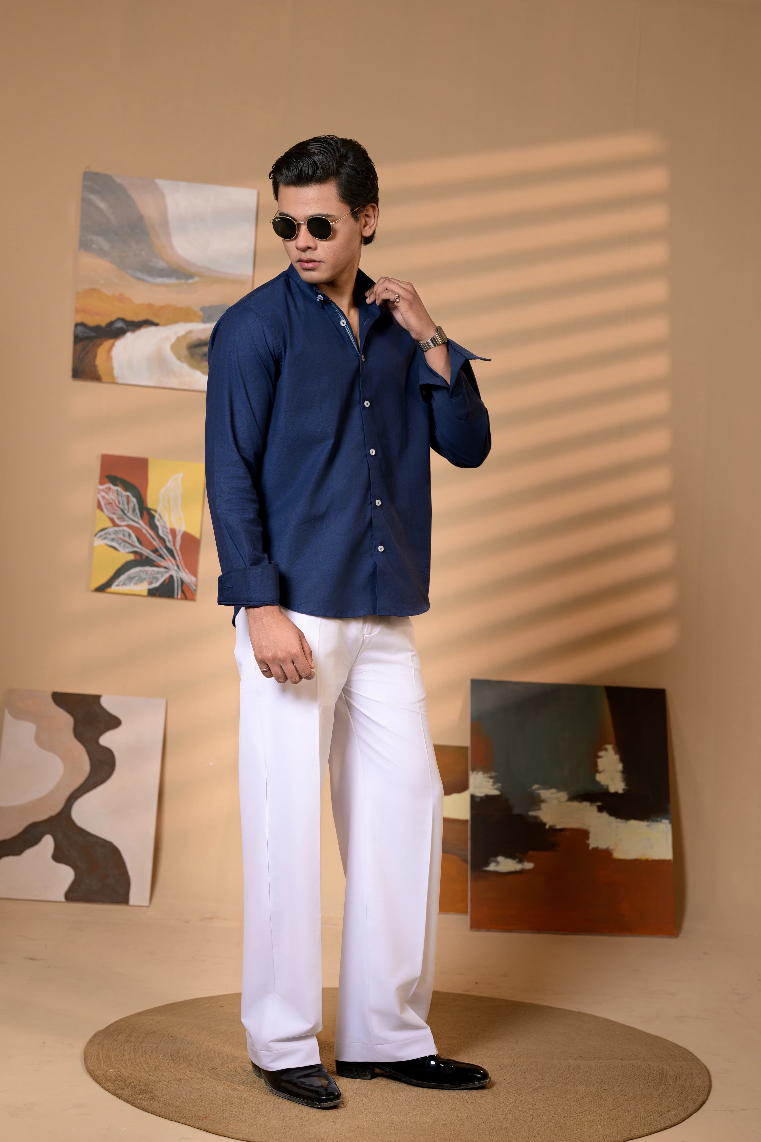 Navy Blue | Semi Formal Oxford Shirt thumbnail 3