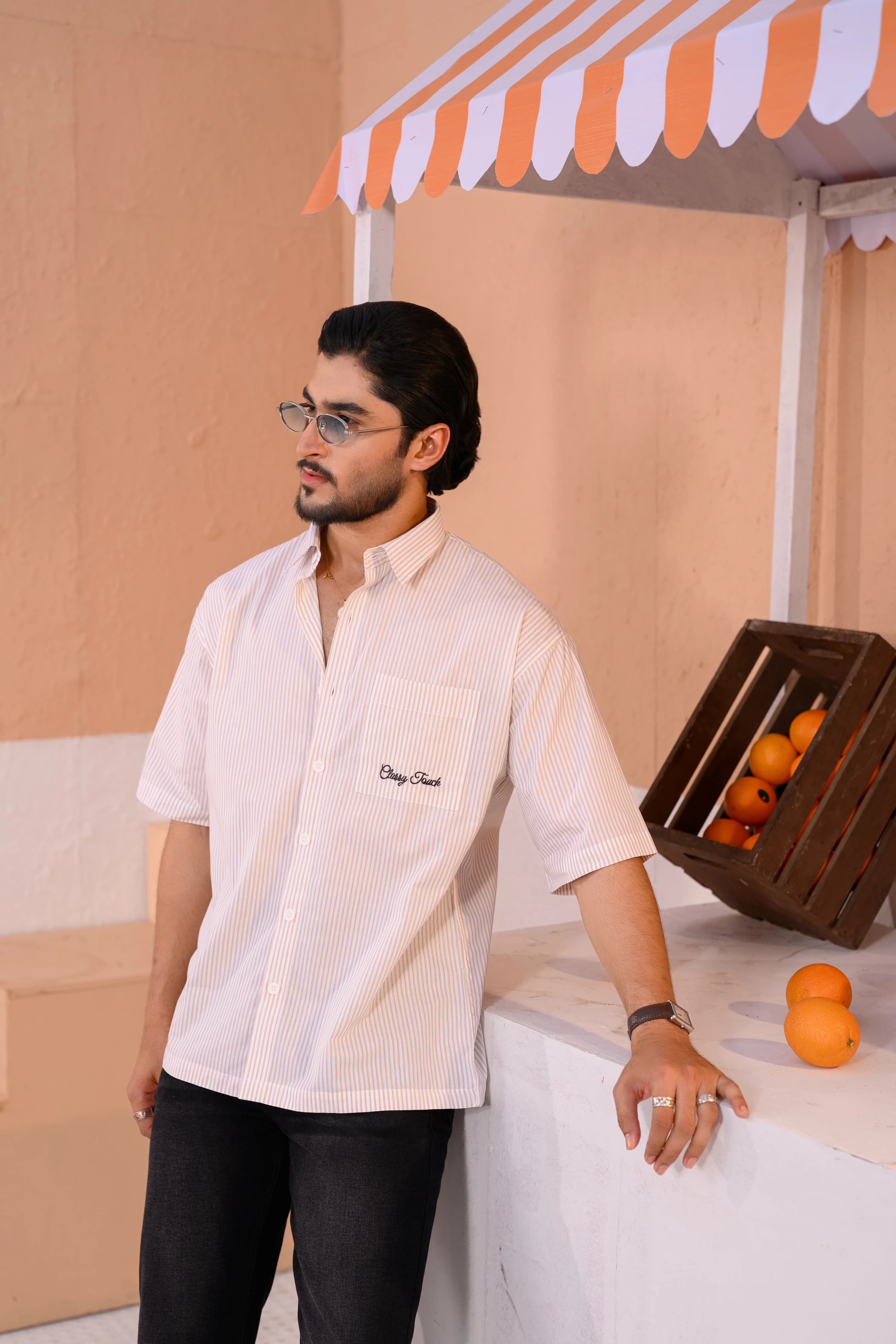 Stripe Boxy Shirt | Yellow thumbnail 2