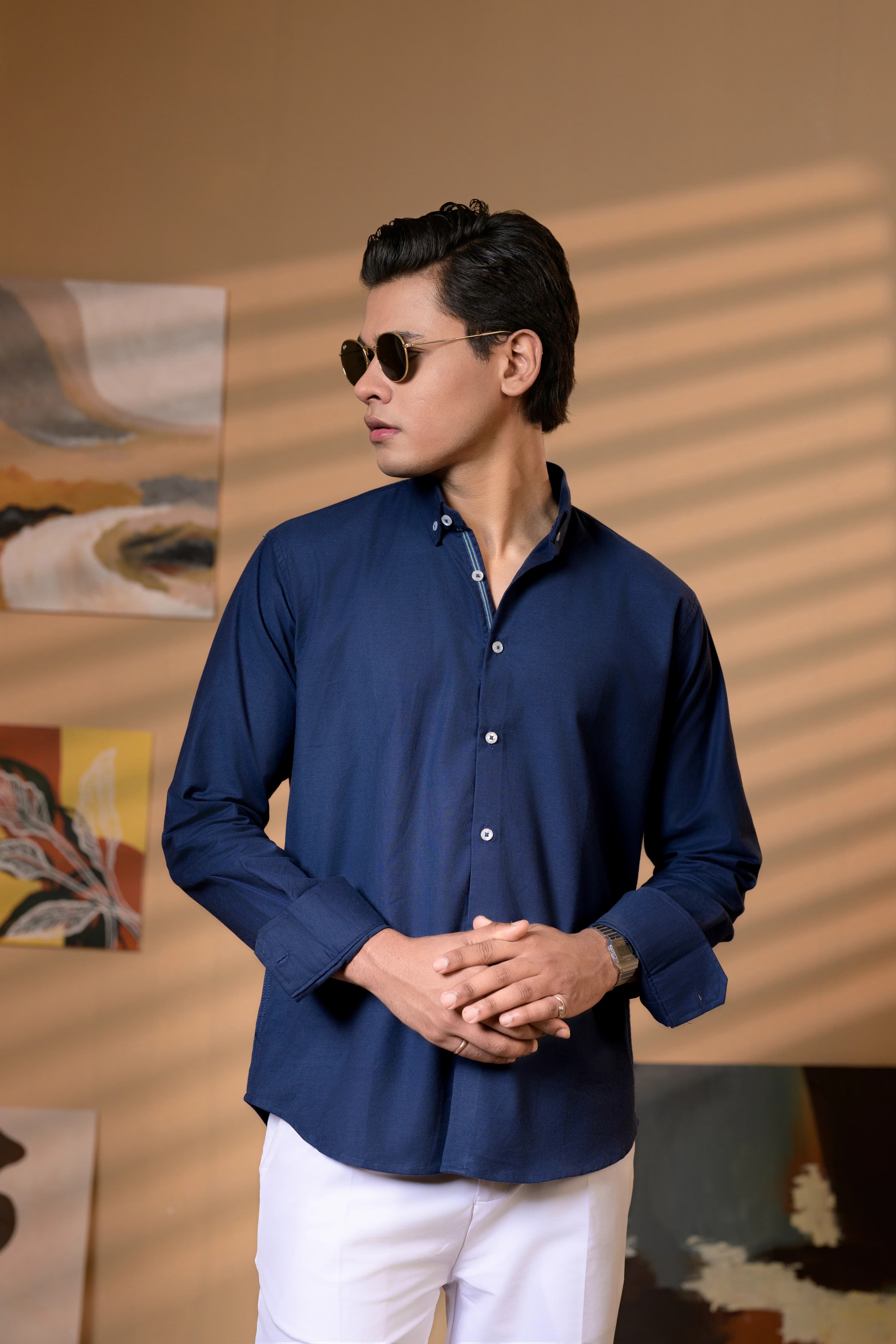 Navy Blue | Semi Formal Oxford Shirt thumbnail 4