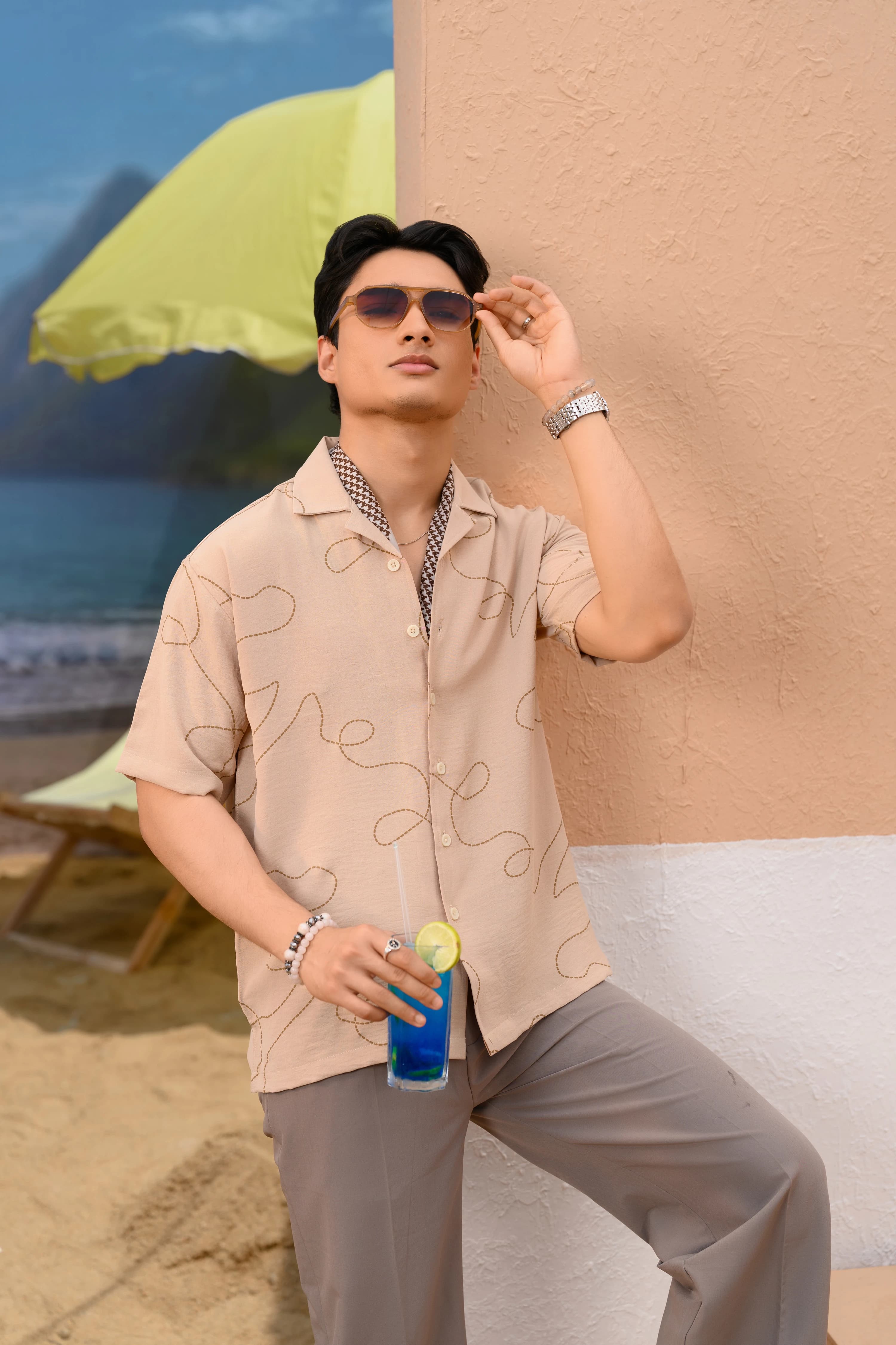 Relaxed Drop Shoulder Shirt | Brown thumbnail 3