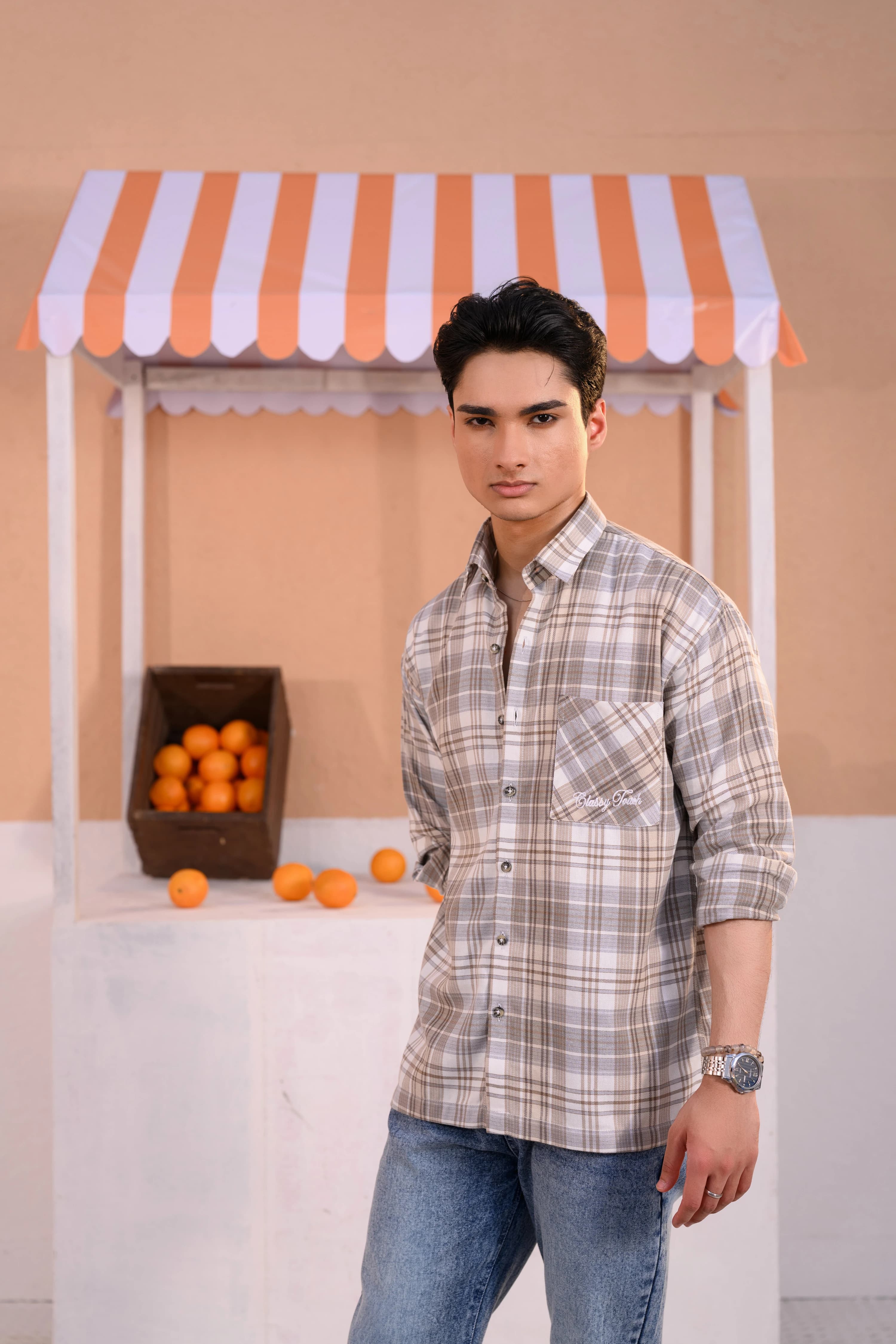 Casual Check Shirt - Cream thumbnail 2