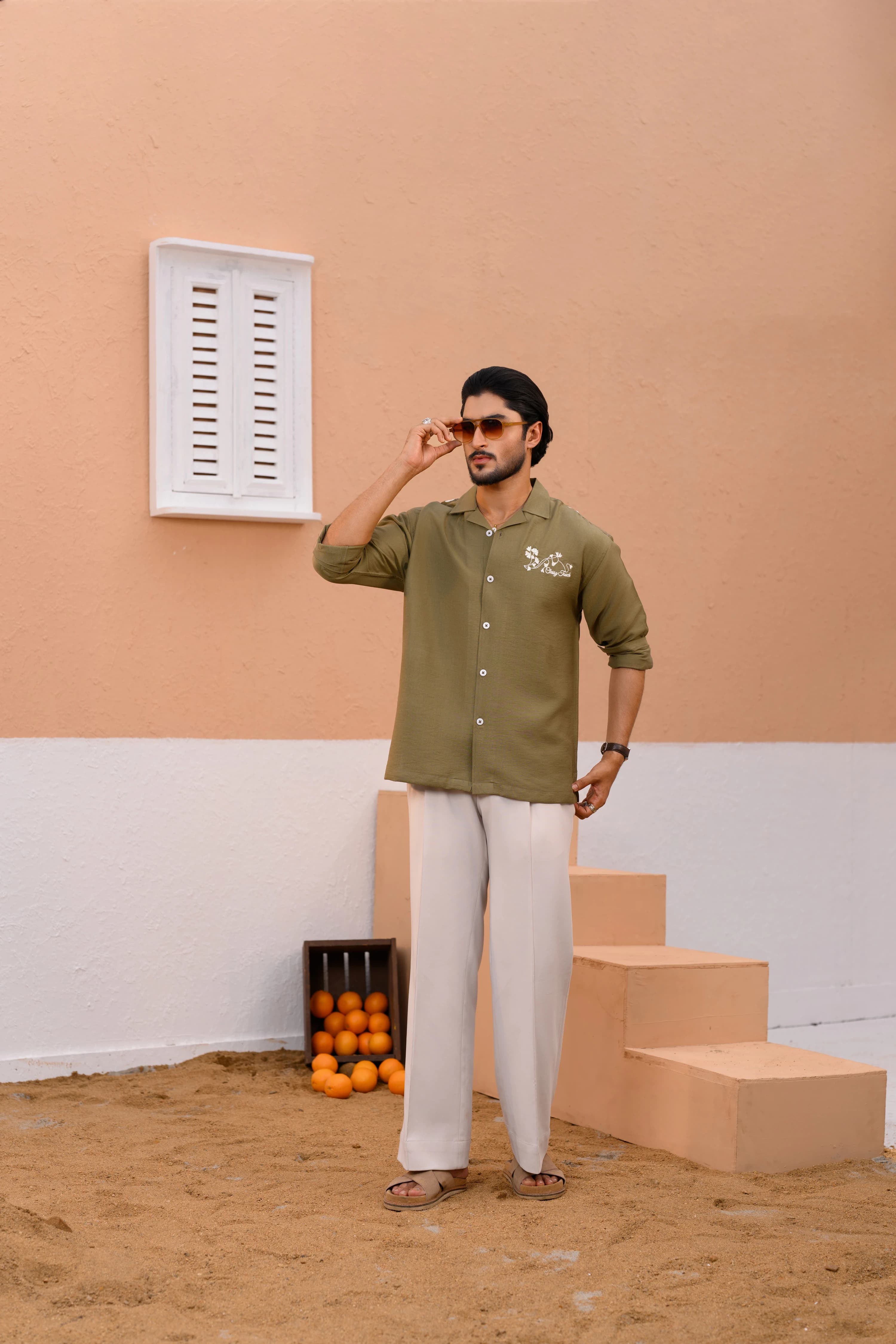 Floral Embo Shirt | Olive thumbnail 3