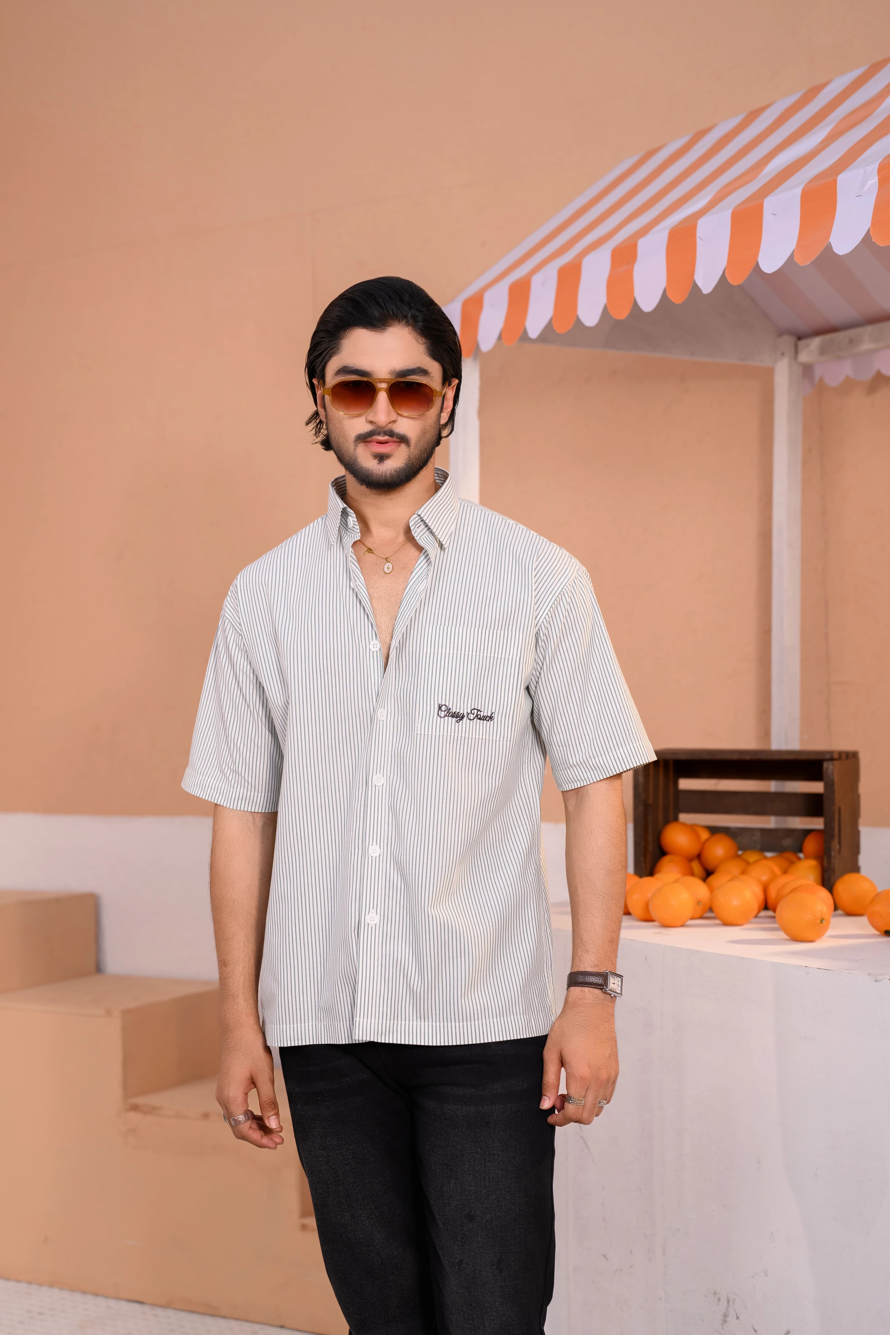 Stripe Boxy Shirt | Mint thumbnail 4