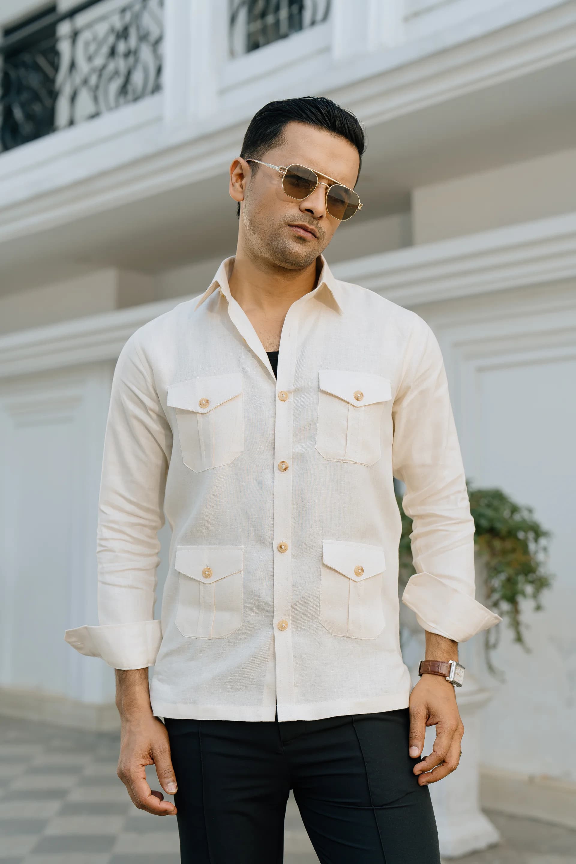 Safari Linen Shirt - Cream thumbnail 5