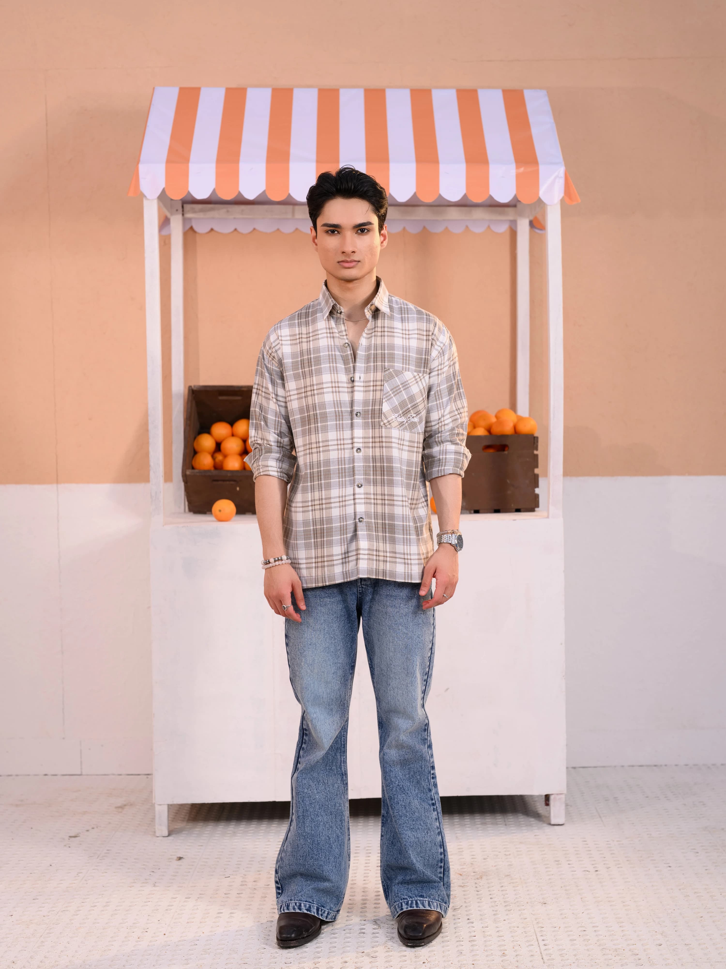 Casual Check Shirt - Cream thumbnail 4