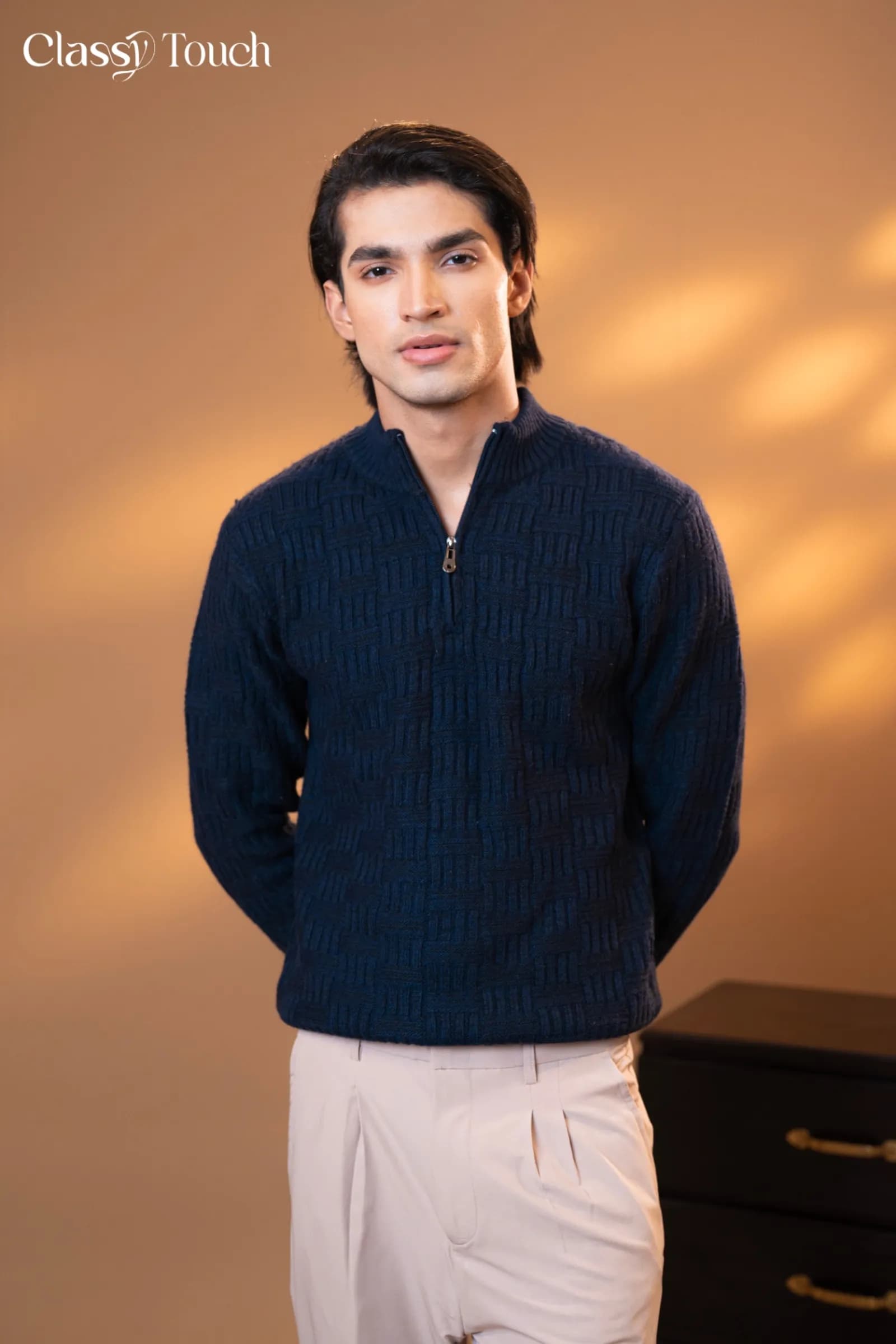 Quarter zip Jacquard Sweater thumbnail 3