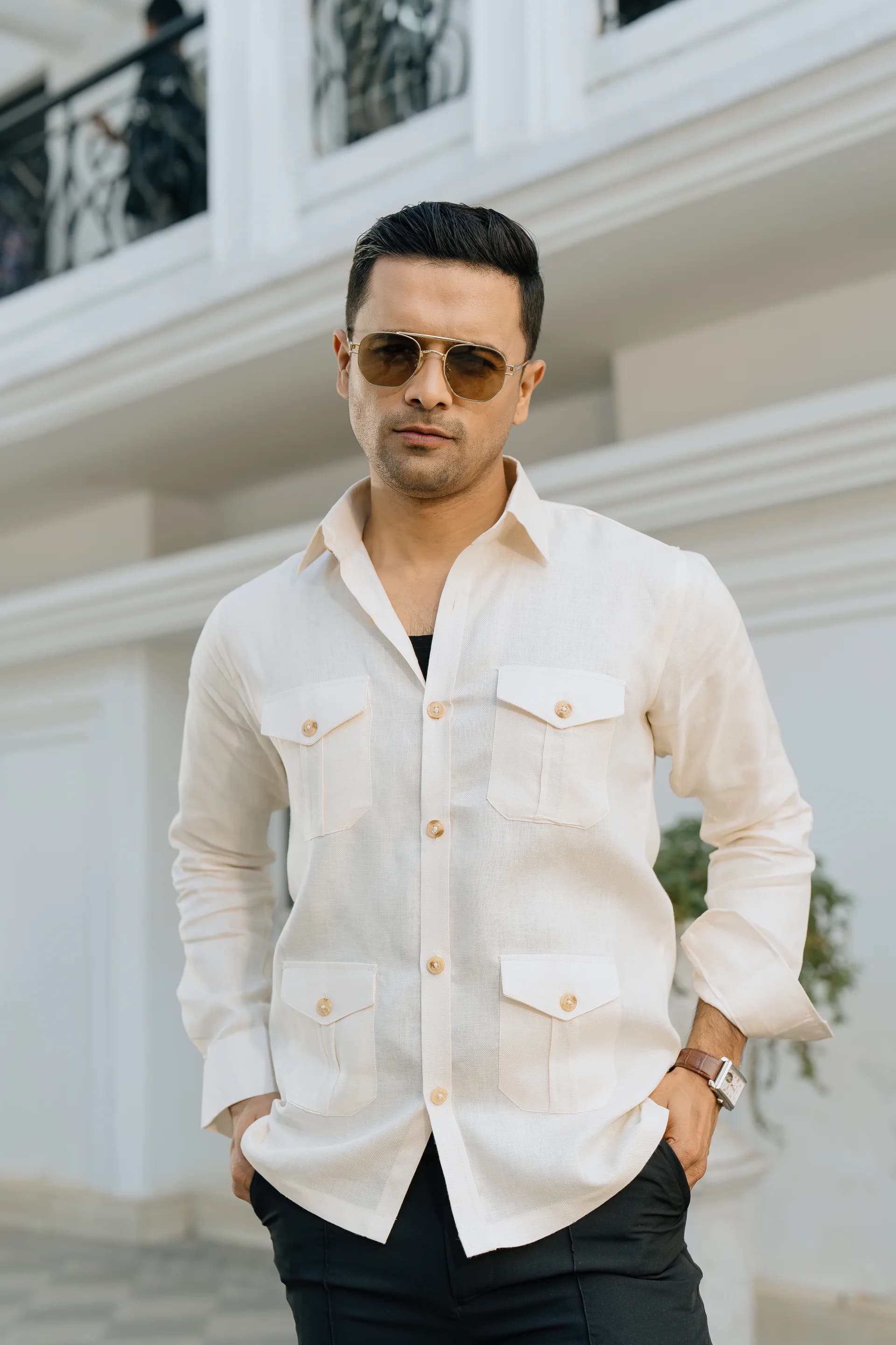 Safari Linen Shirt - Cream thumbnail 1