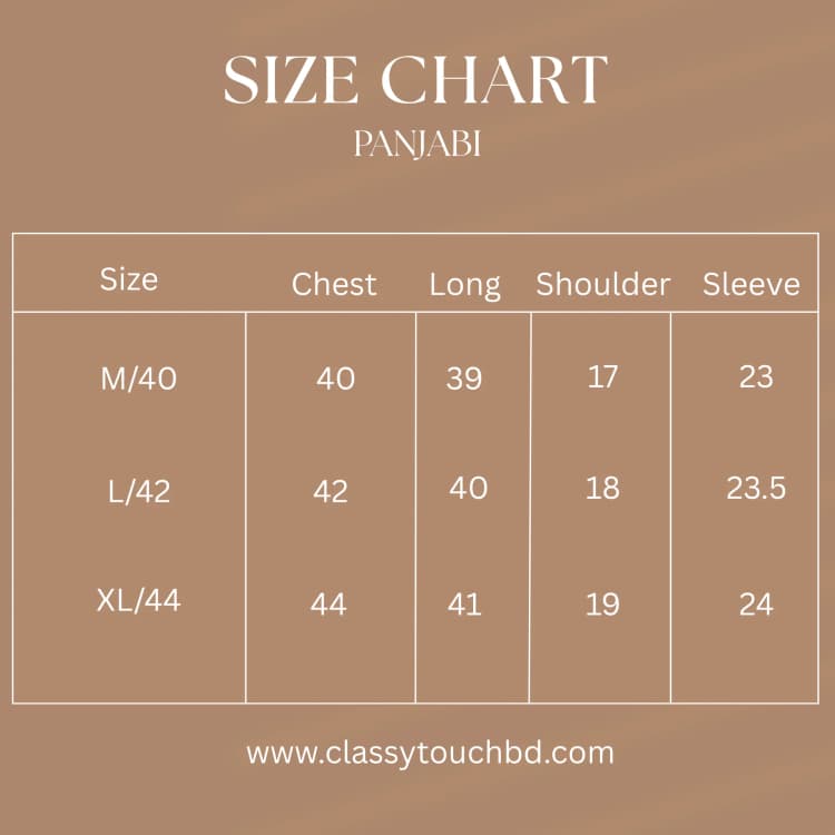 Glowline Eid | Panjabi Size Chart