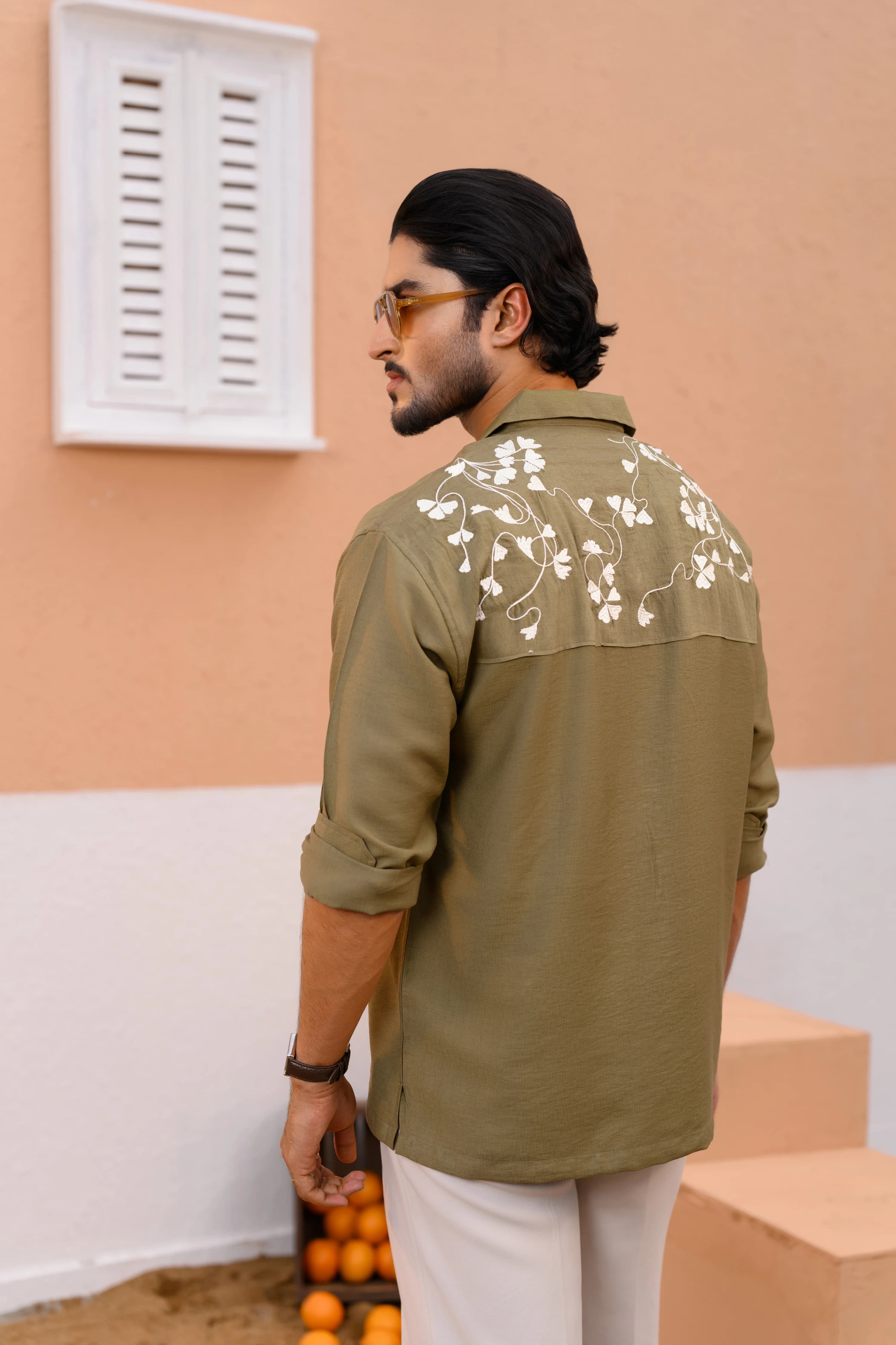 Floral Embo Shirt | Olive thumbnail 2